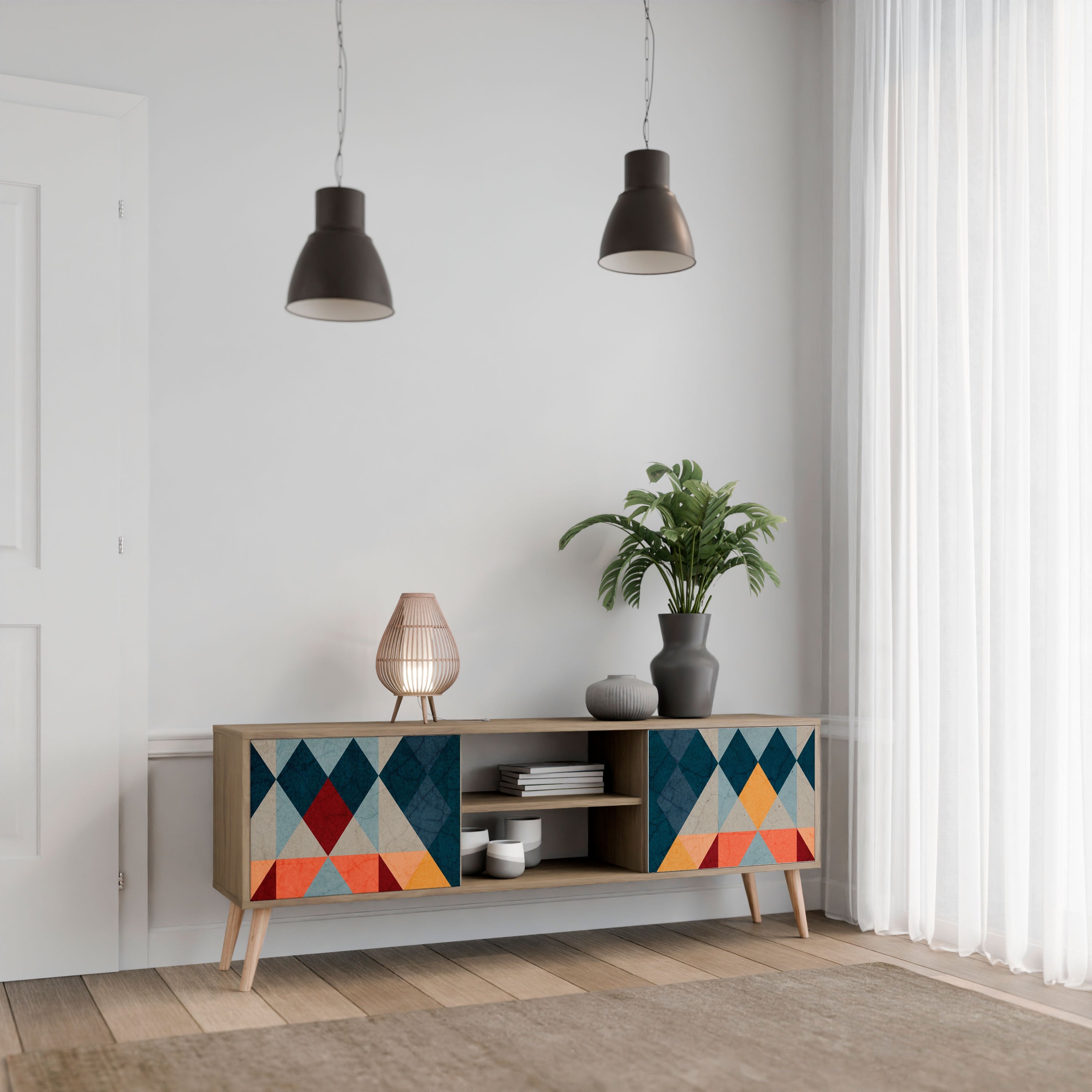 CRACKED ILLUSION Móvel de TV com 2 Portas em Efeito Carvalho