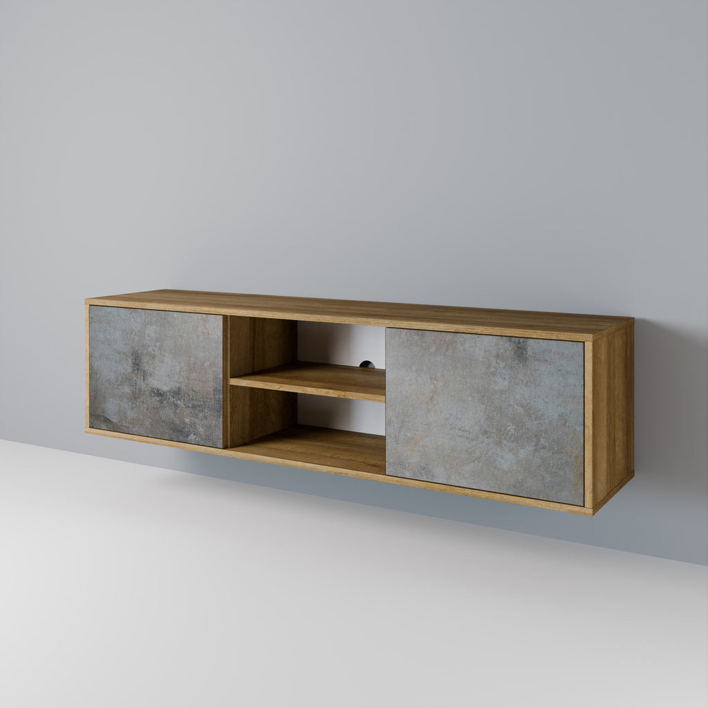 CONCRETE WALL 2-Door TV Stand in Oak Effect