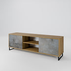 CONCRETE WALL 2-Door TV Stand in Oak Effect