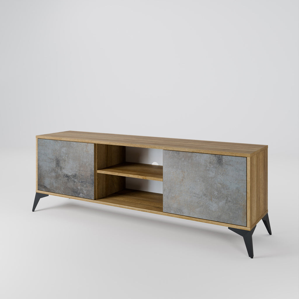 CONCRETE WALL 2-Door TV Stand in Oak Effect
