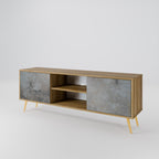CONCRETE WALL 2-Door TV Stand in Oak Effect