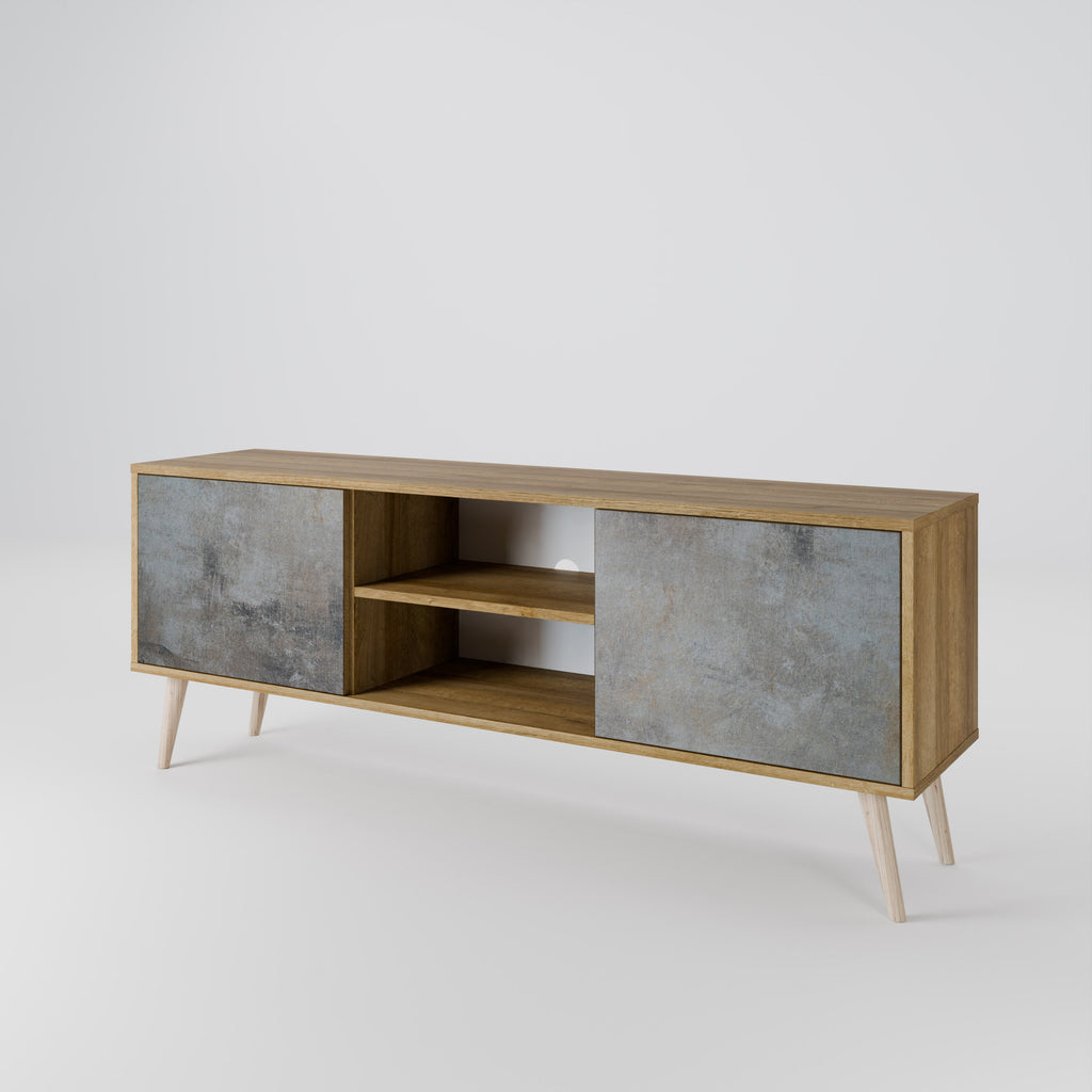 CONCRETE WALL 2-Door TV Stand in Oak Effect