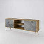CONCRETE WALL 2-Door TV Stand in Oak Effect