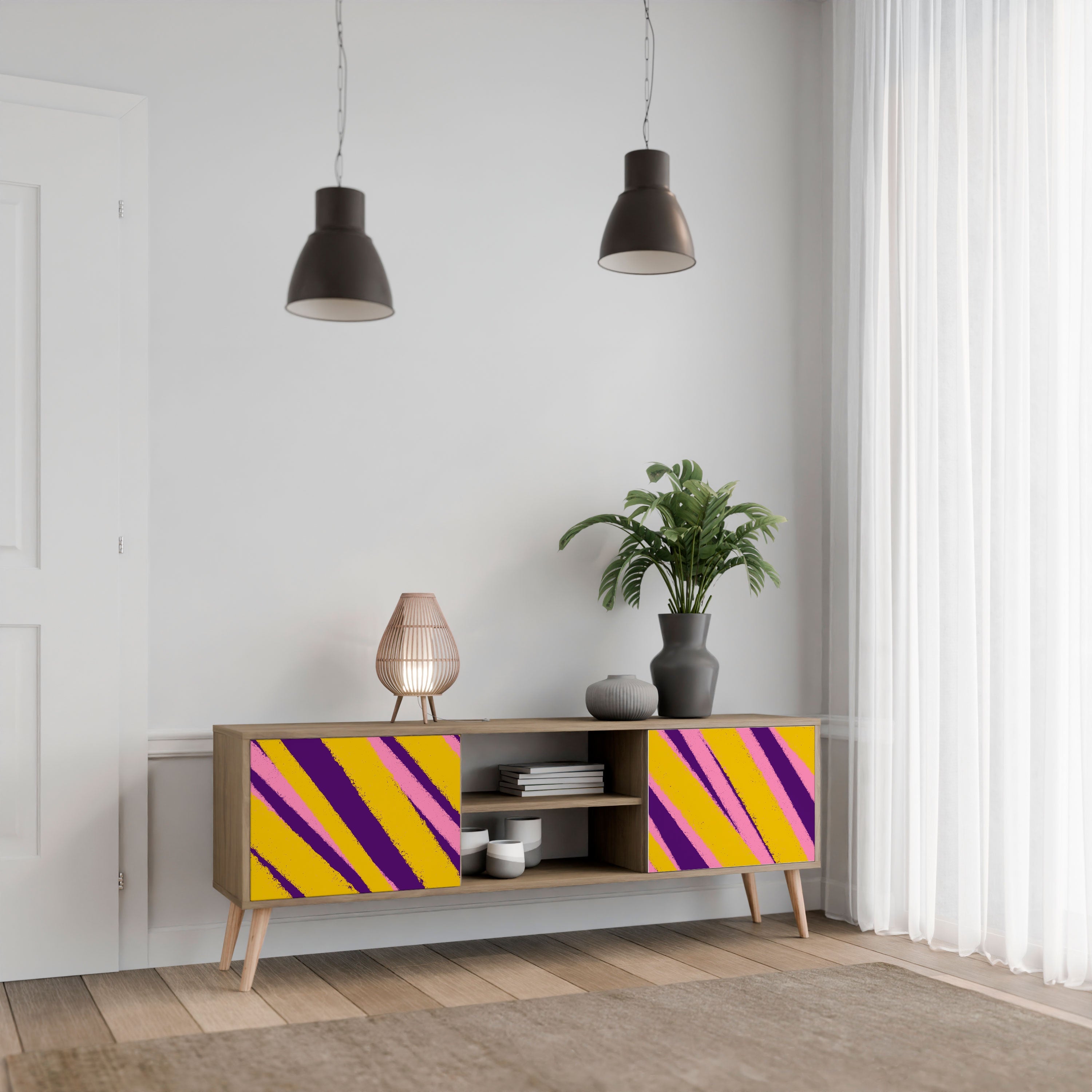 DREAMS COME TRUE Móvel de TV com 2 Portas em Efeito Carvalho