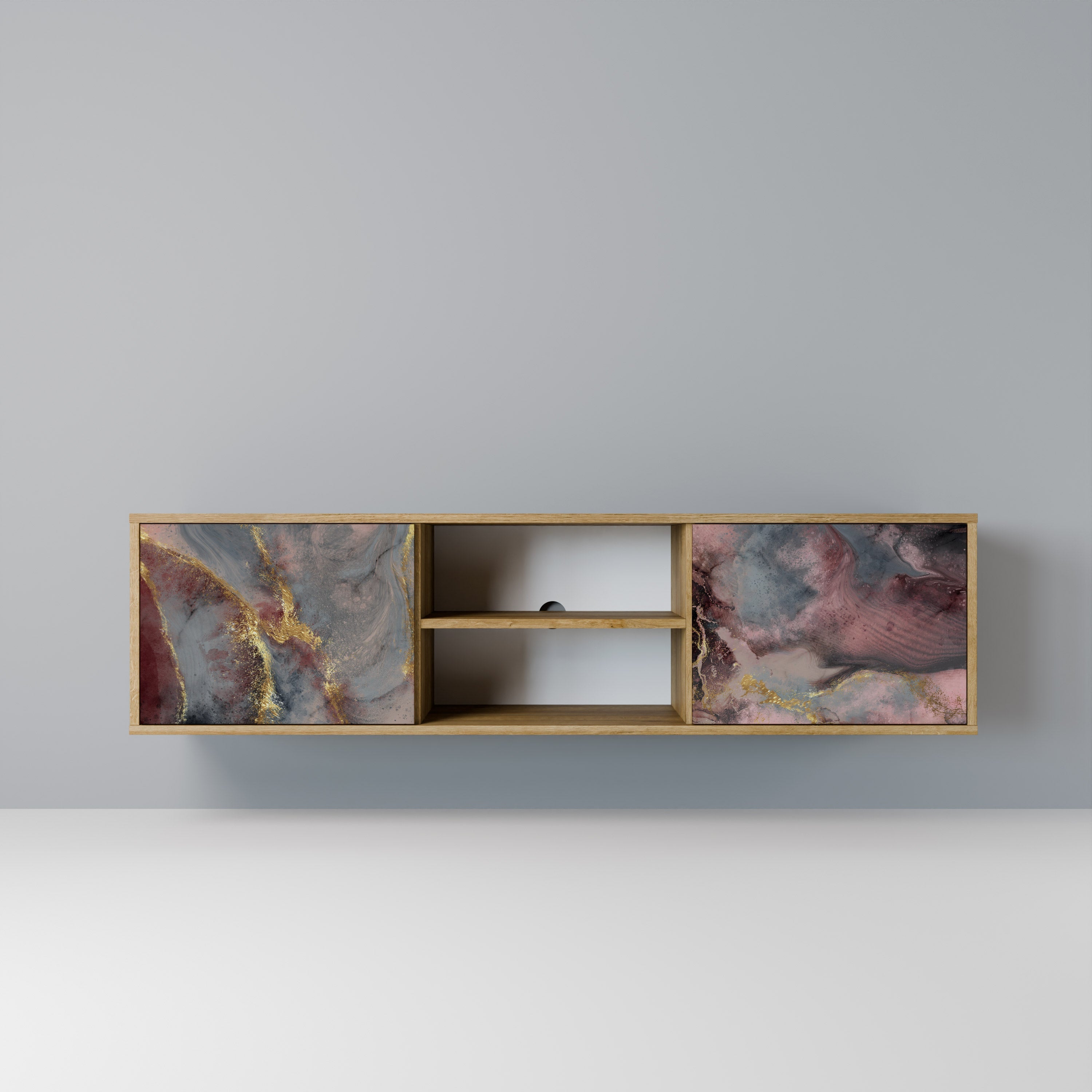 GOLDEN TIDES Móvel de TV com 2 Portas em Efeito Carvalho