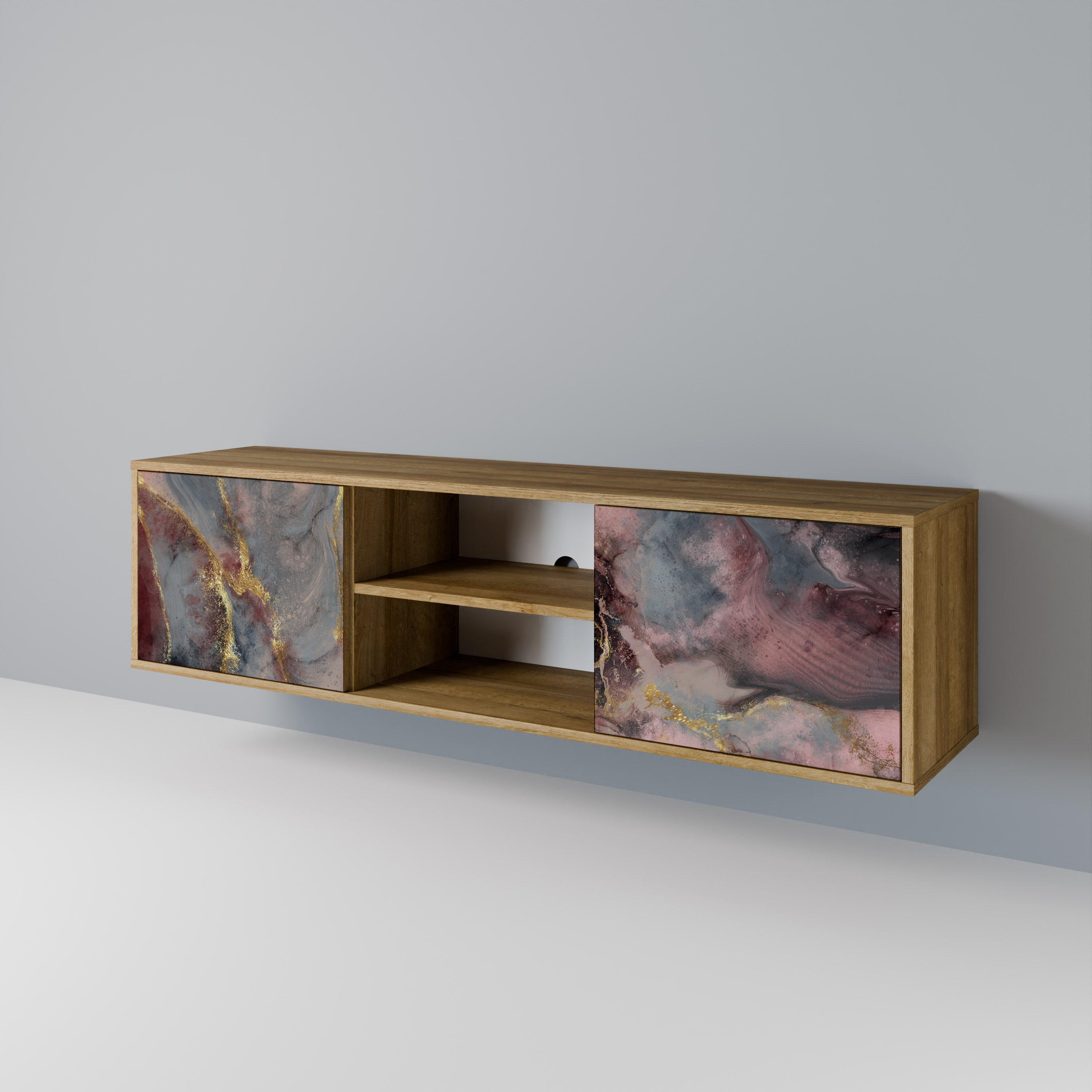 GOLDEN TIDES Móvel de TV com 2 Portas em Efeito Carvalho