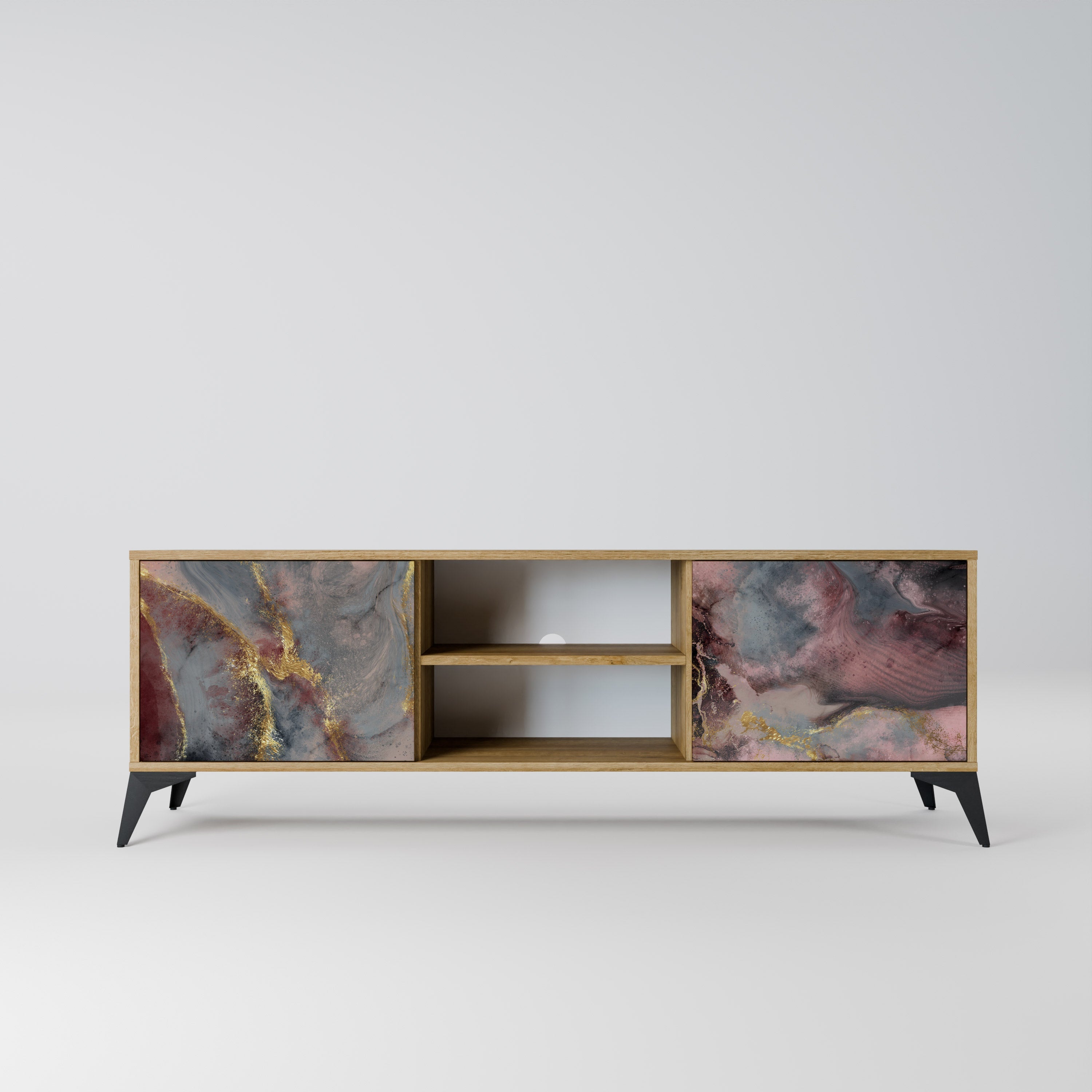 GOLDEN TIDES Móvel de TV com 2 Portas em Efeito Carvalho