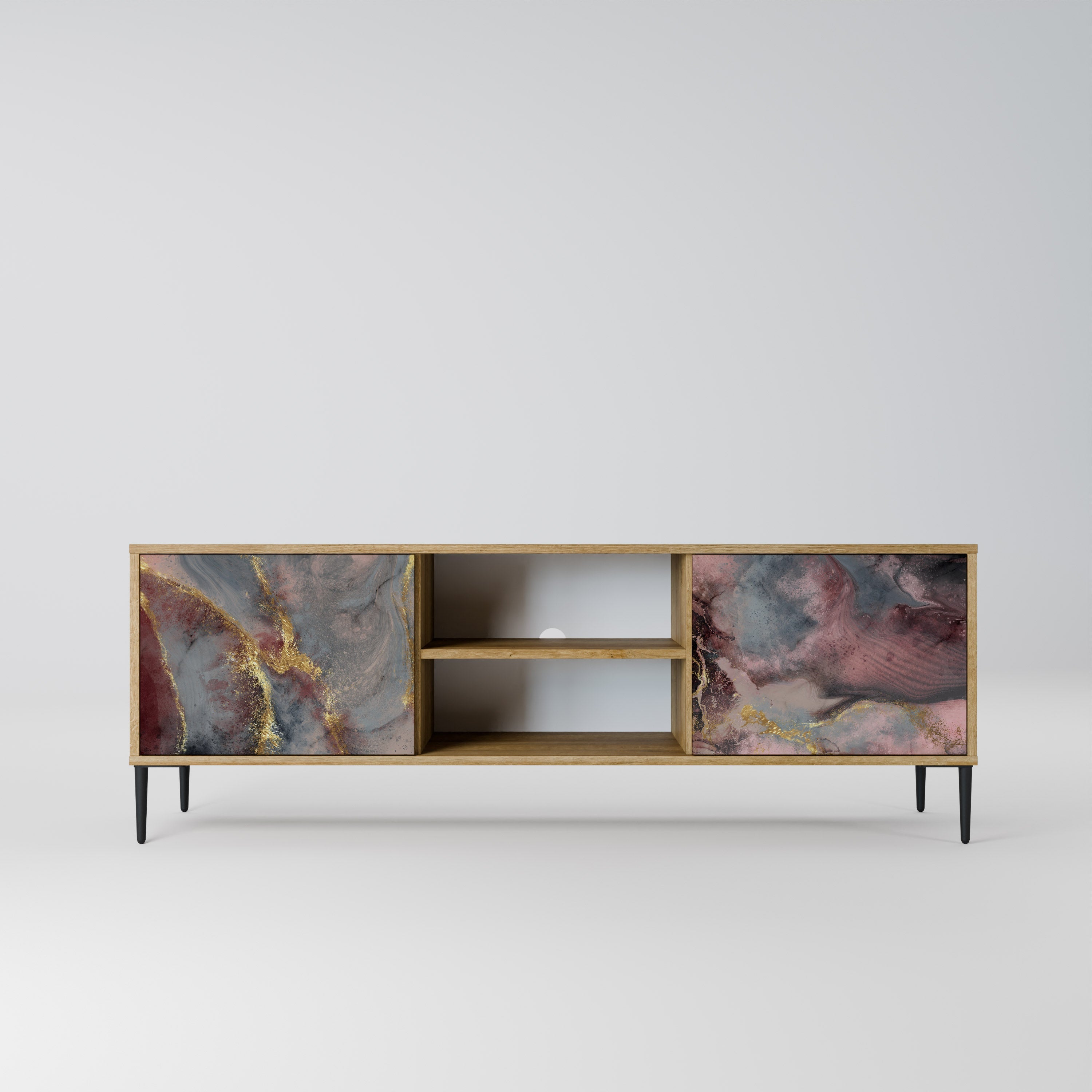 GOLDEN TIDES Móvel de TV com 2 Portas em Efeito Carvalho