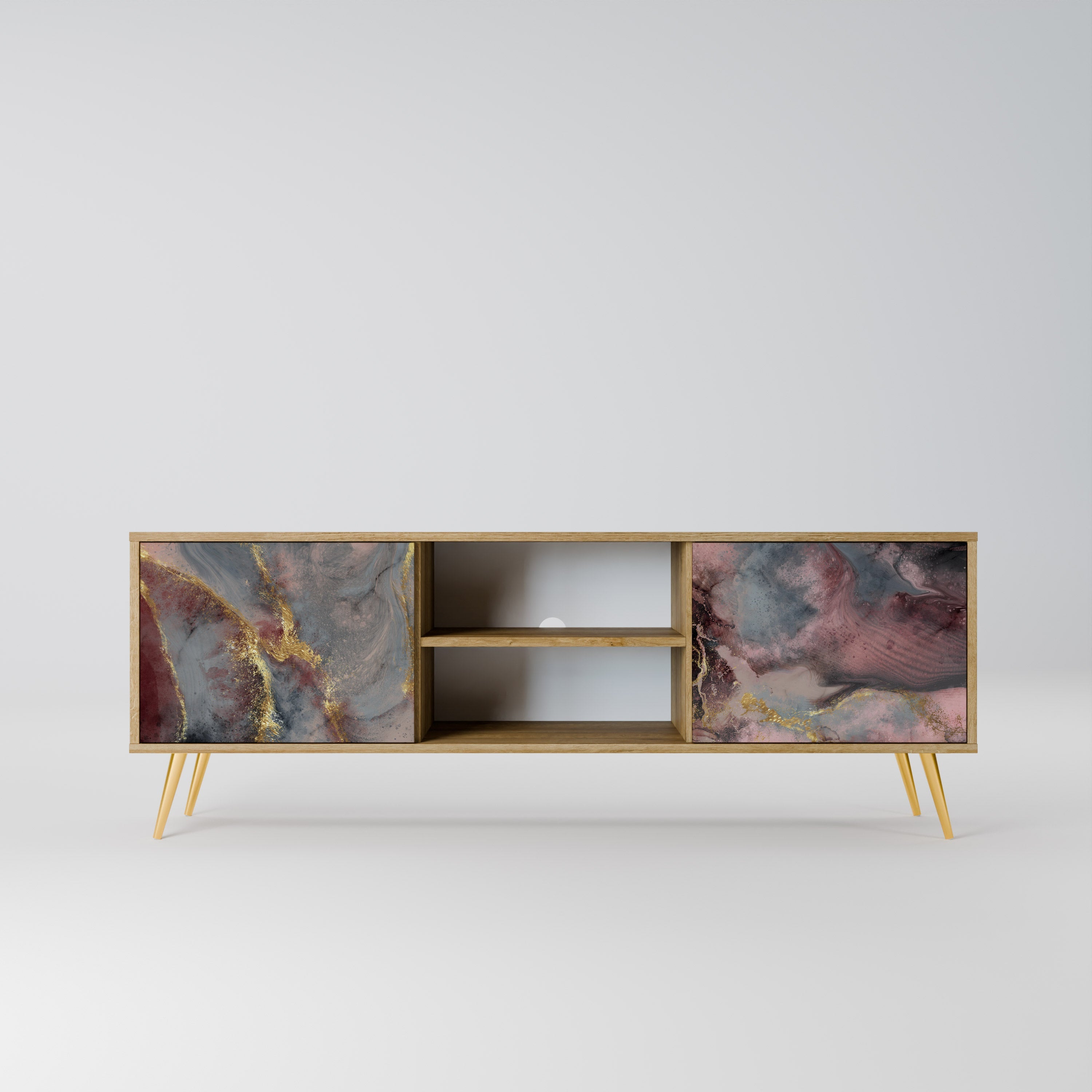 GOLDEN TIDES Móvel de TV com 2 Portas em Efeito Carvalho