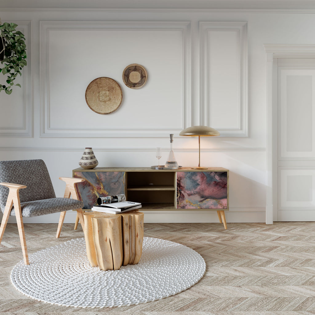 GOLDEN TIDES Móvel de TV com 2 Portas em Efeito Carvalho