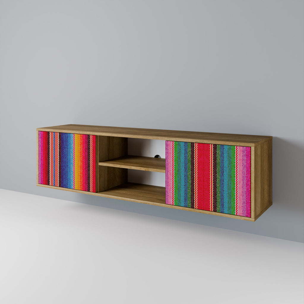 ETHNIC MEXICAN Móvel de TV com 2 Portas em Efeito Carvalho