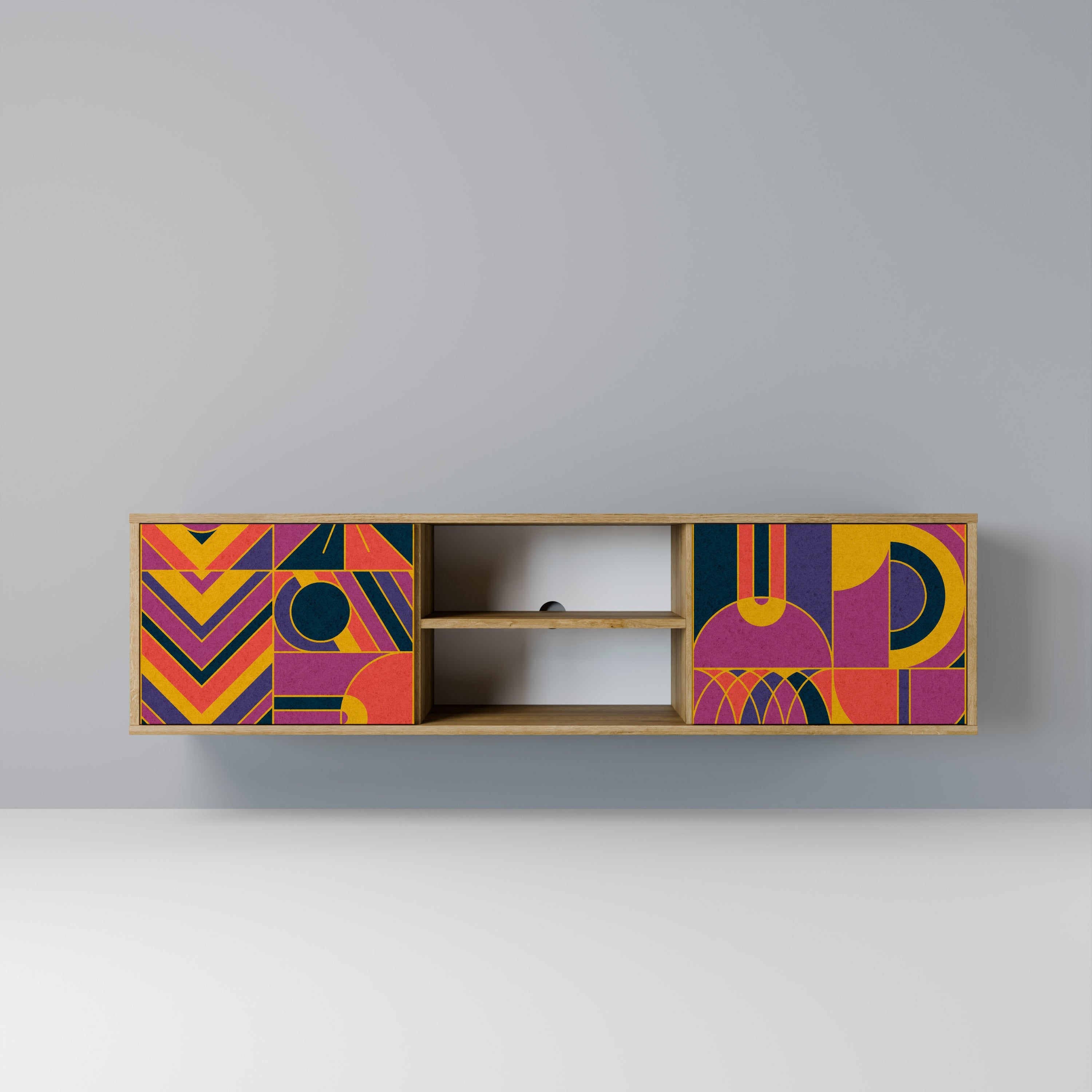 ELECTRIC PATTERNS Móvel de TV com 2 Portas em Efeito Carvalho