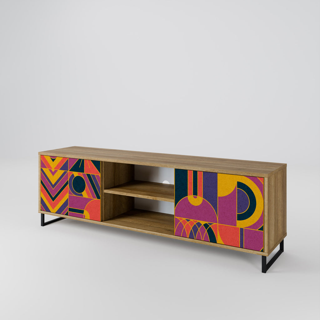 ELECTRIC PATTERNS 2-Door TV Stand in Oak Effect