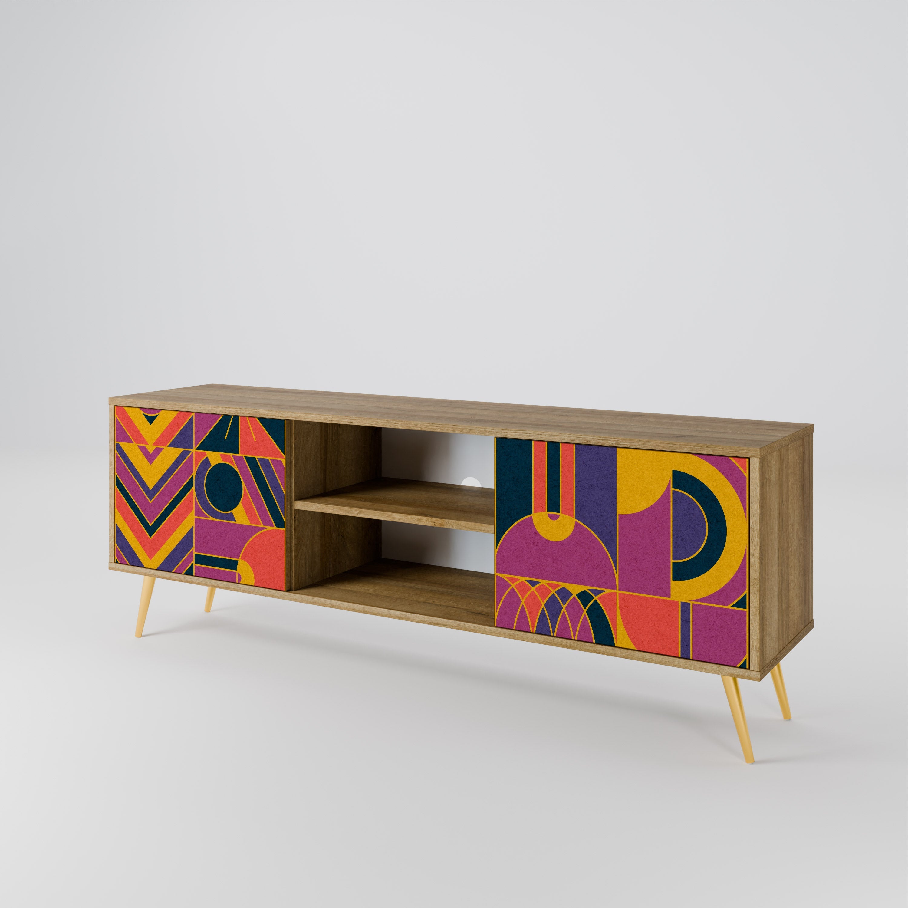 ELECTRIC PATTERNS 2-Door TV Stand in Oak Effect