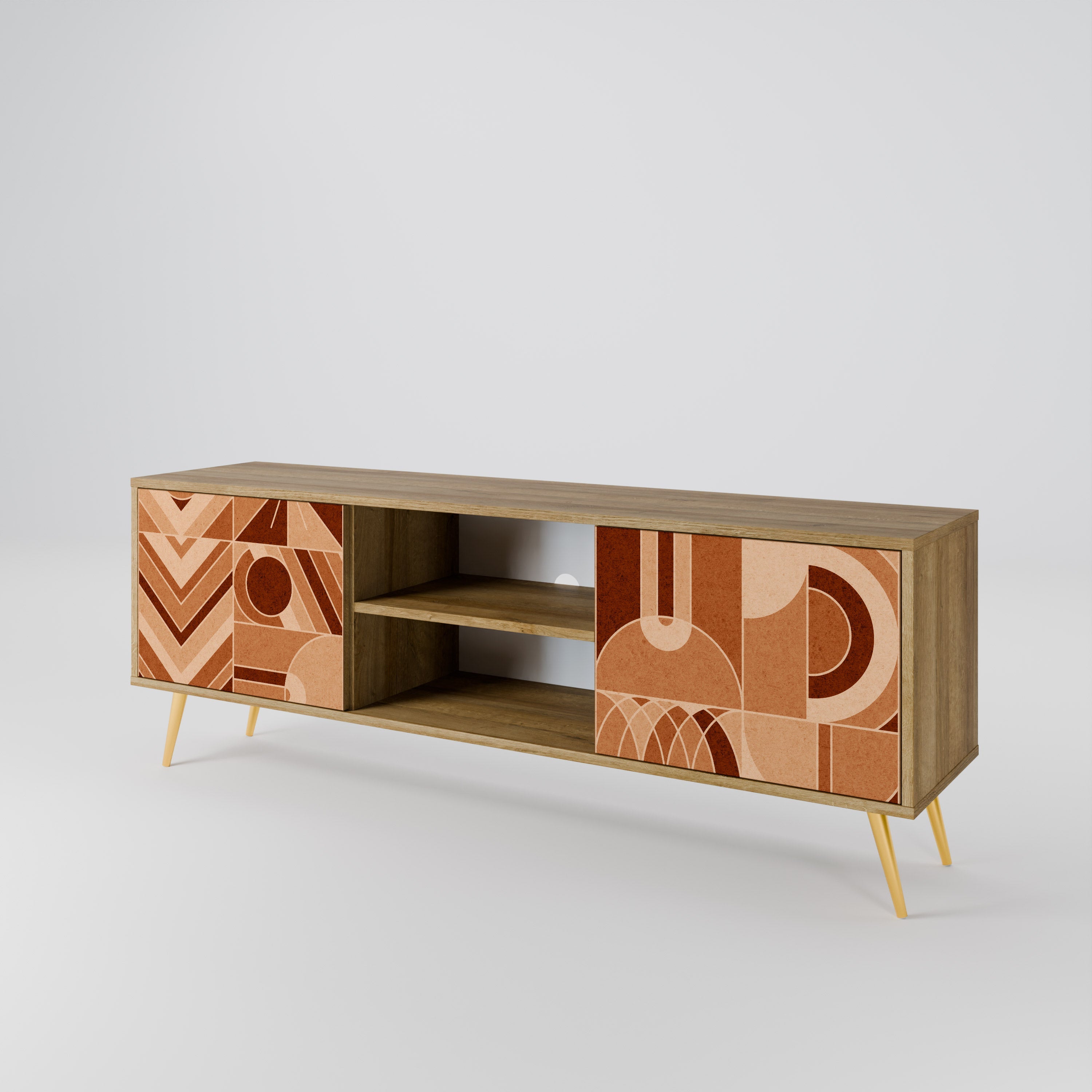 PRISM MOSAIC 2-Door TV Stand in Oak Effect
