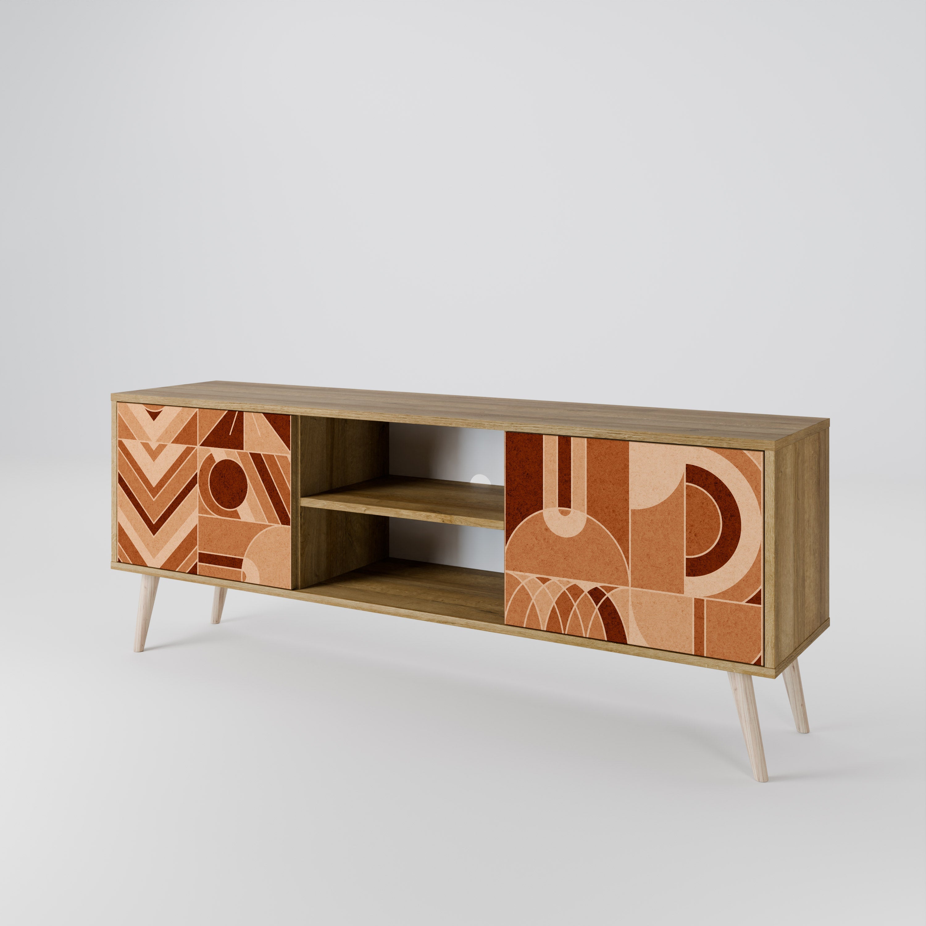 PRISM MOSAIC Móvel de TV com 2 Portas em Efeito Carvalho