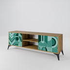 HARMONIC GRID Móvel de TV com 2 Portas em Efeito Carvalho