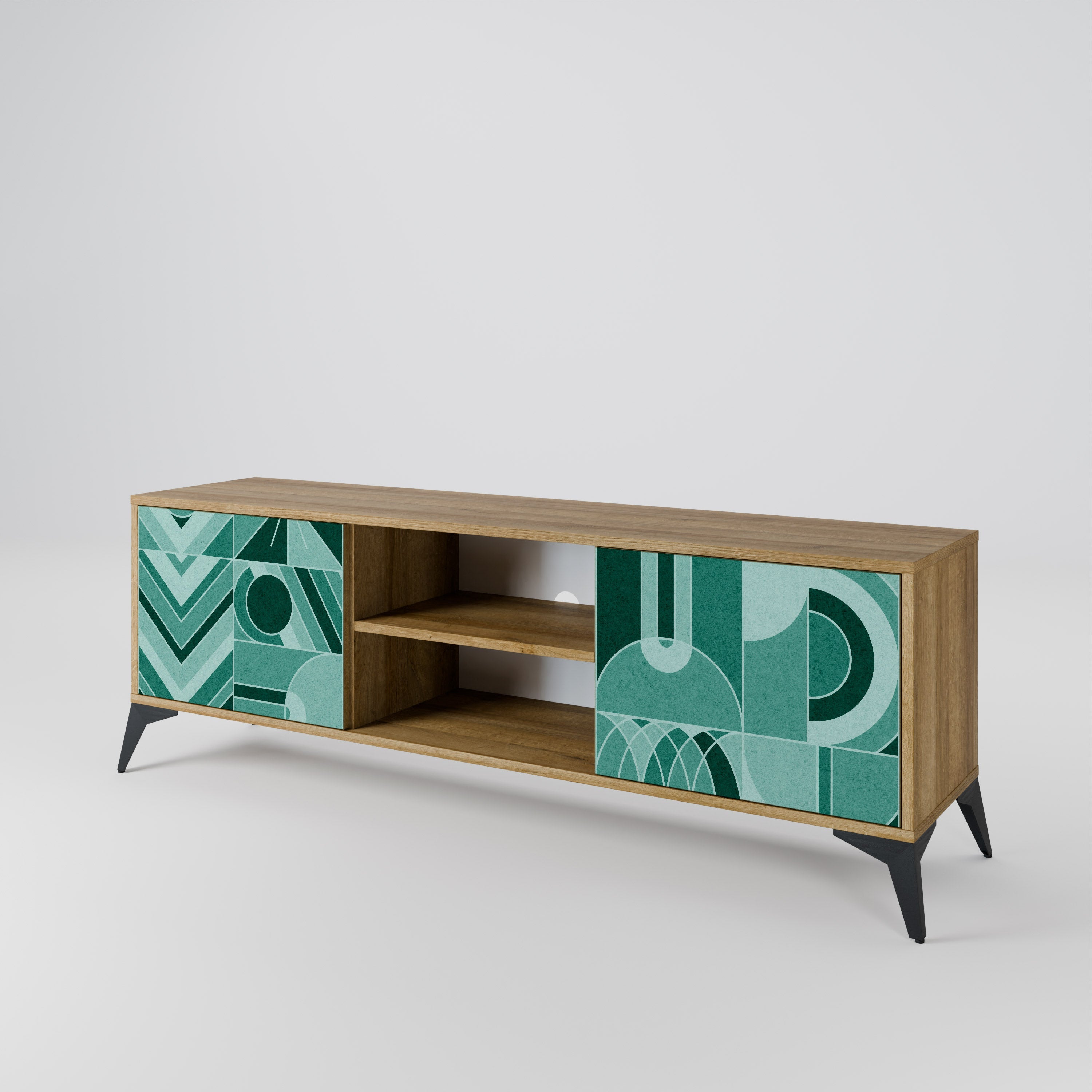 HARMONIC GRID Móvel de TV com 2 Portas em Efeito Carvalho