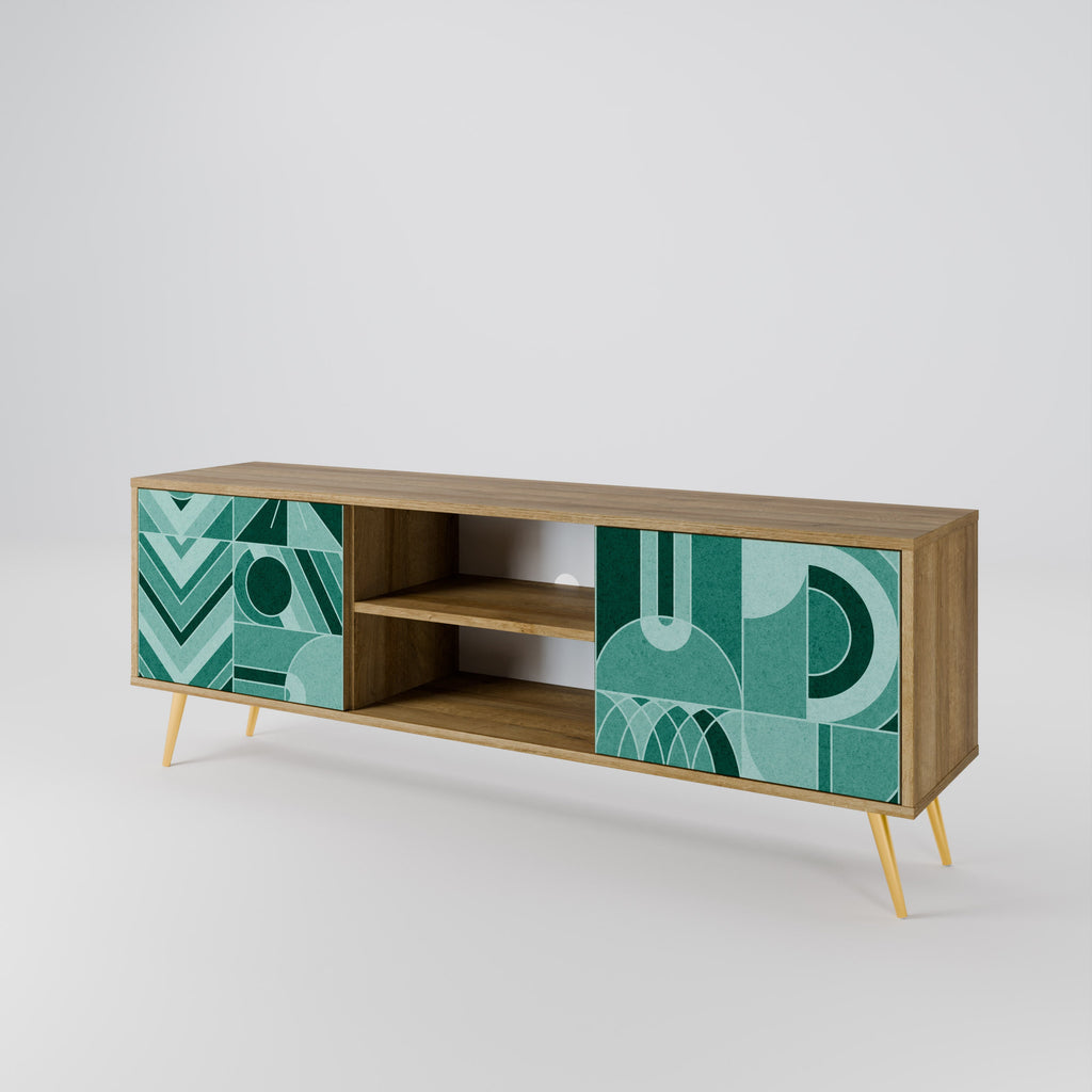 HARMONIC GRID Móvel de TV com 2 Portas em Efeito Carvalho