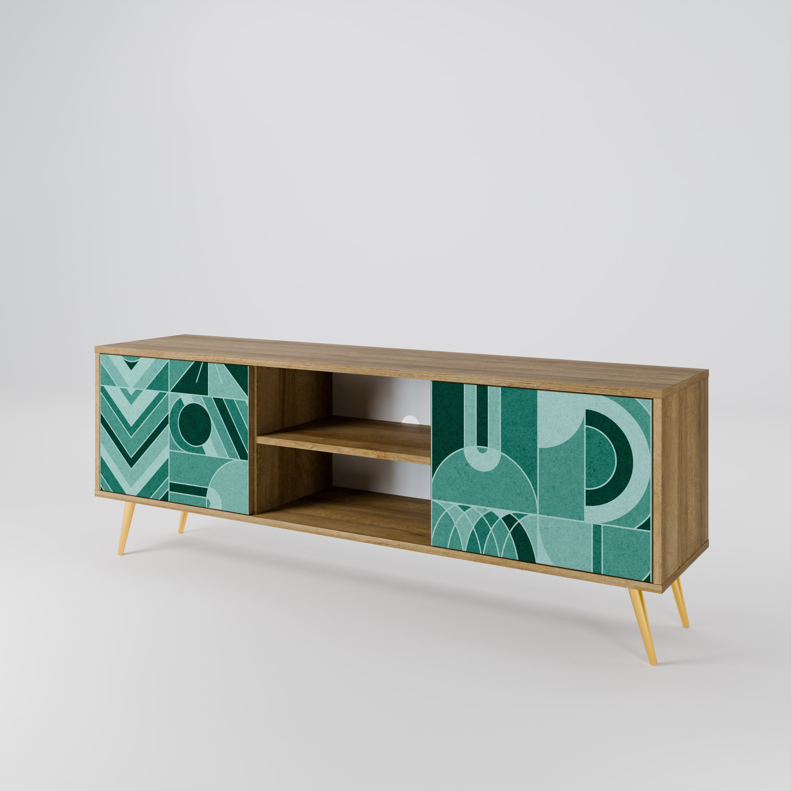 HARMONIC GRID Móvel de TV com 2 Portas em Efeito Carvalho