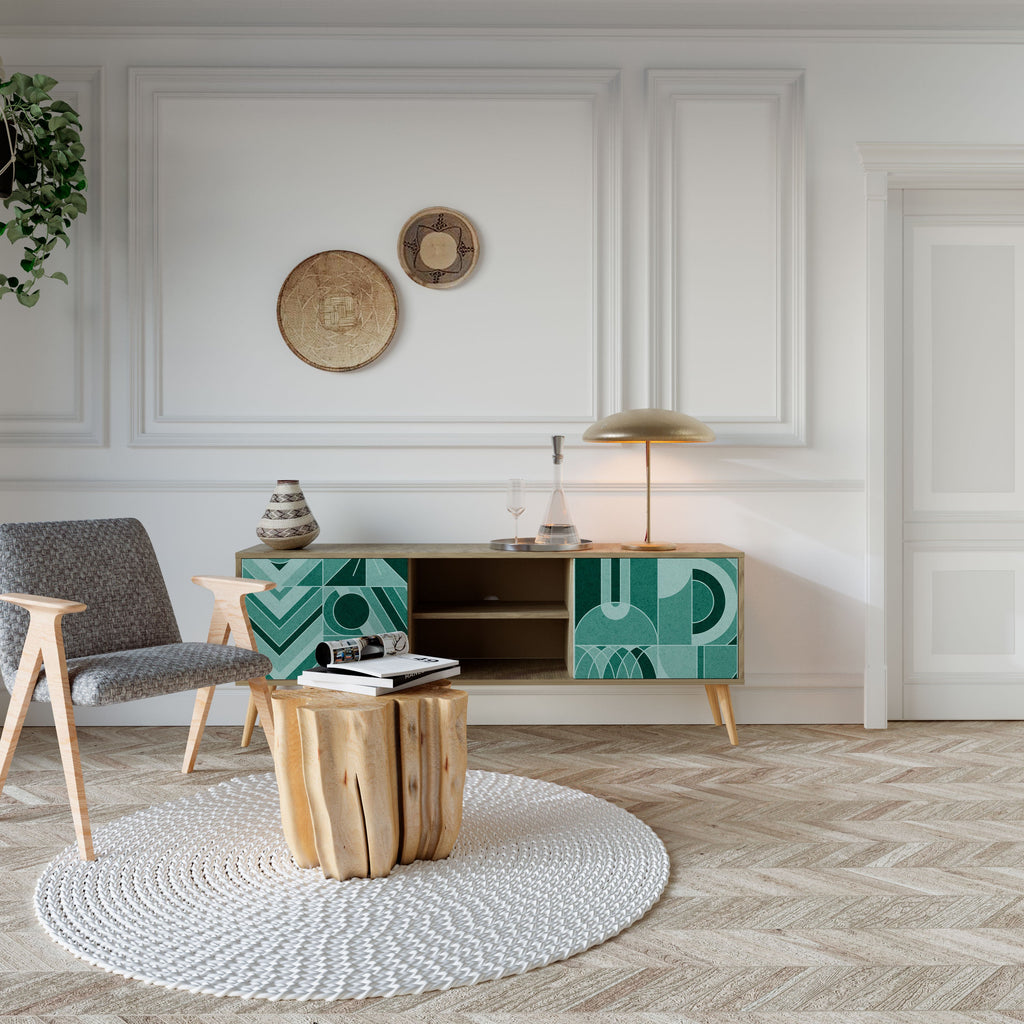 HARMONIC GRID Móvel de TV com 2 Portas em Efeito Carvalho