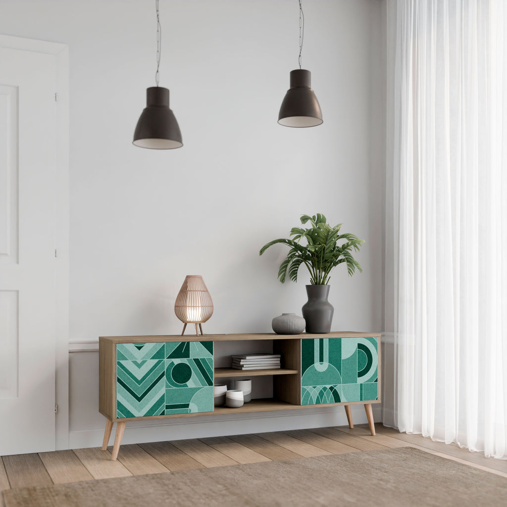 HARMONIC GRID Móvel de TV com 2 Portas em Efeito Carvalho