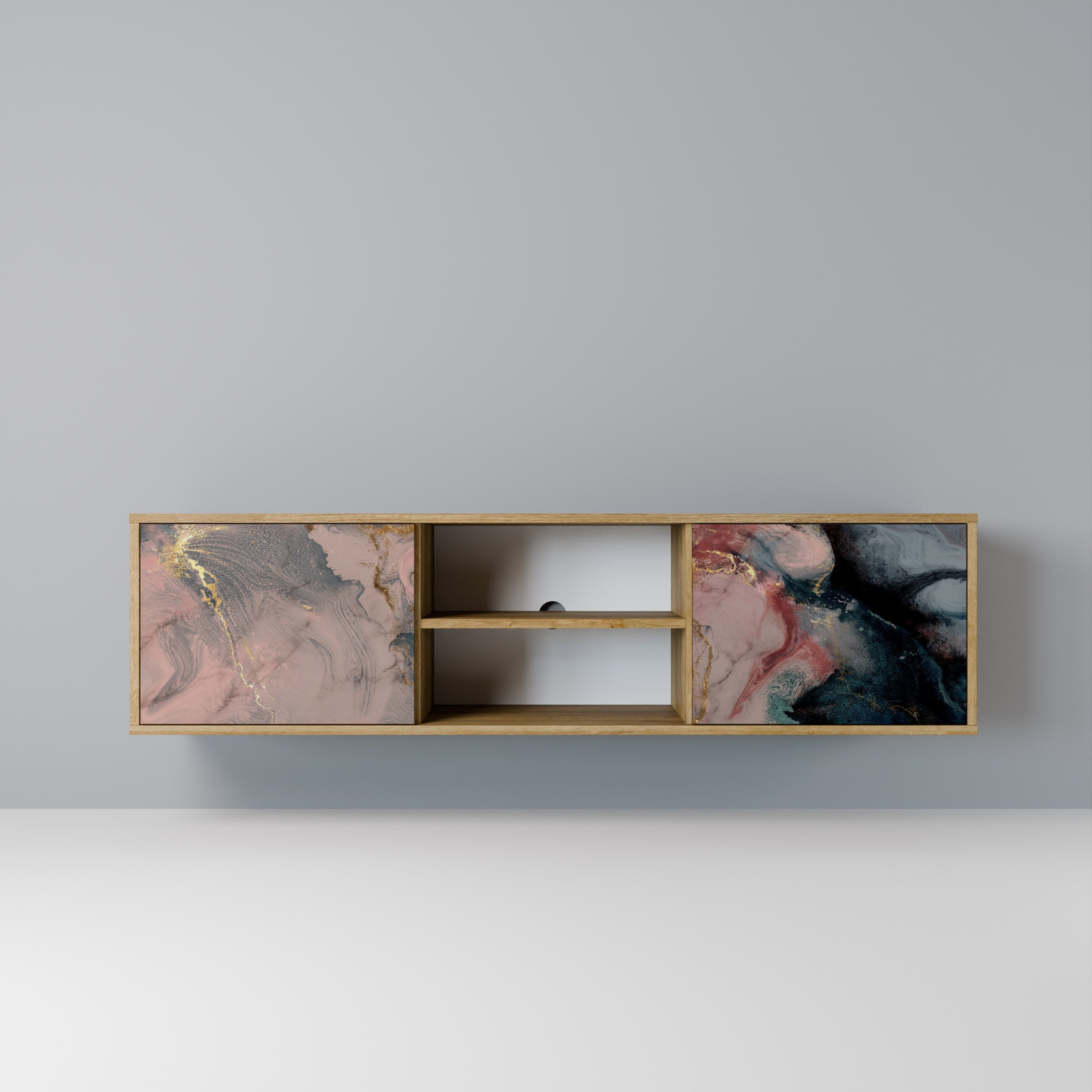 GILDED SWIRLS Móvel de TV com 2 Portas em Efeito Carvalho