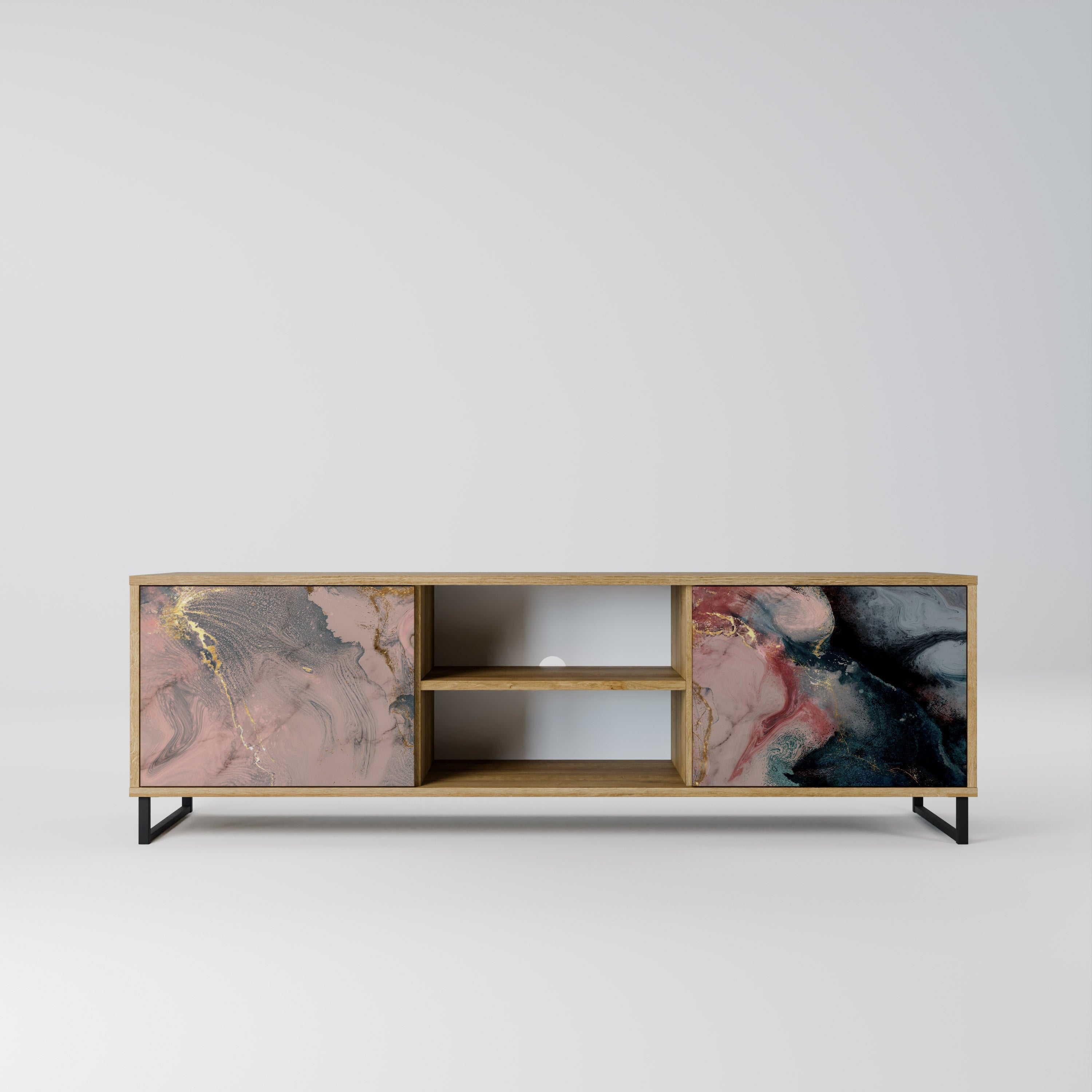 GILDED SWIRLS Móvel de TV com 2 Portas em Efeito Carvalho