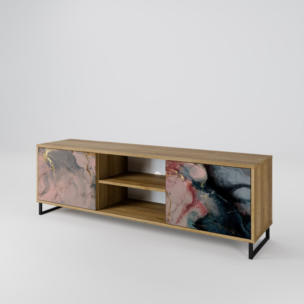 GILDED SWIRLS 2-Door TV Stand in Oak Effect