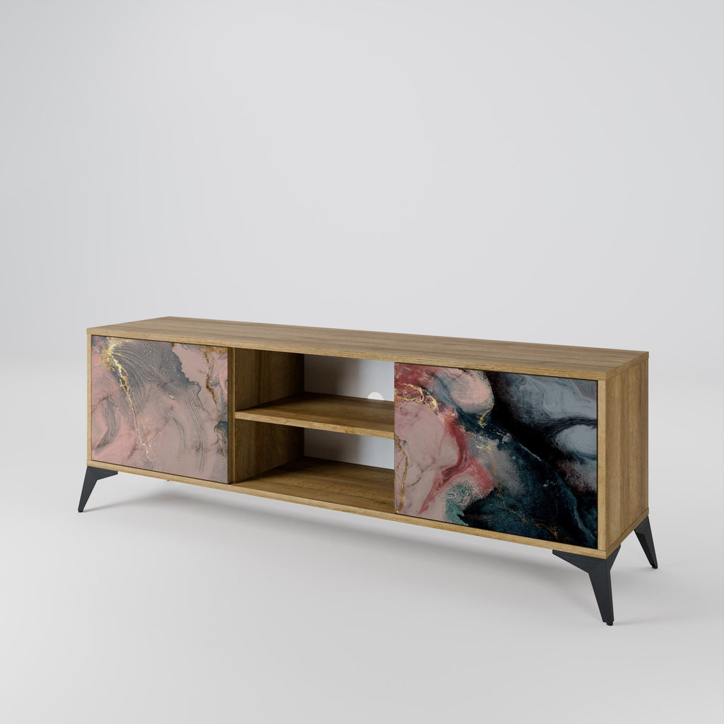 GILDED SWIRLS 2-Door TV Stand in Oak Effect