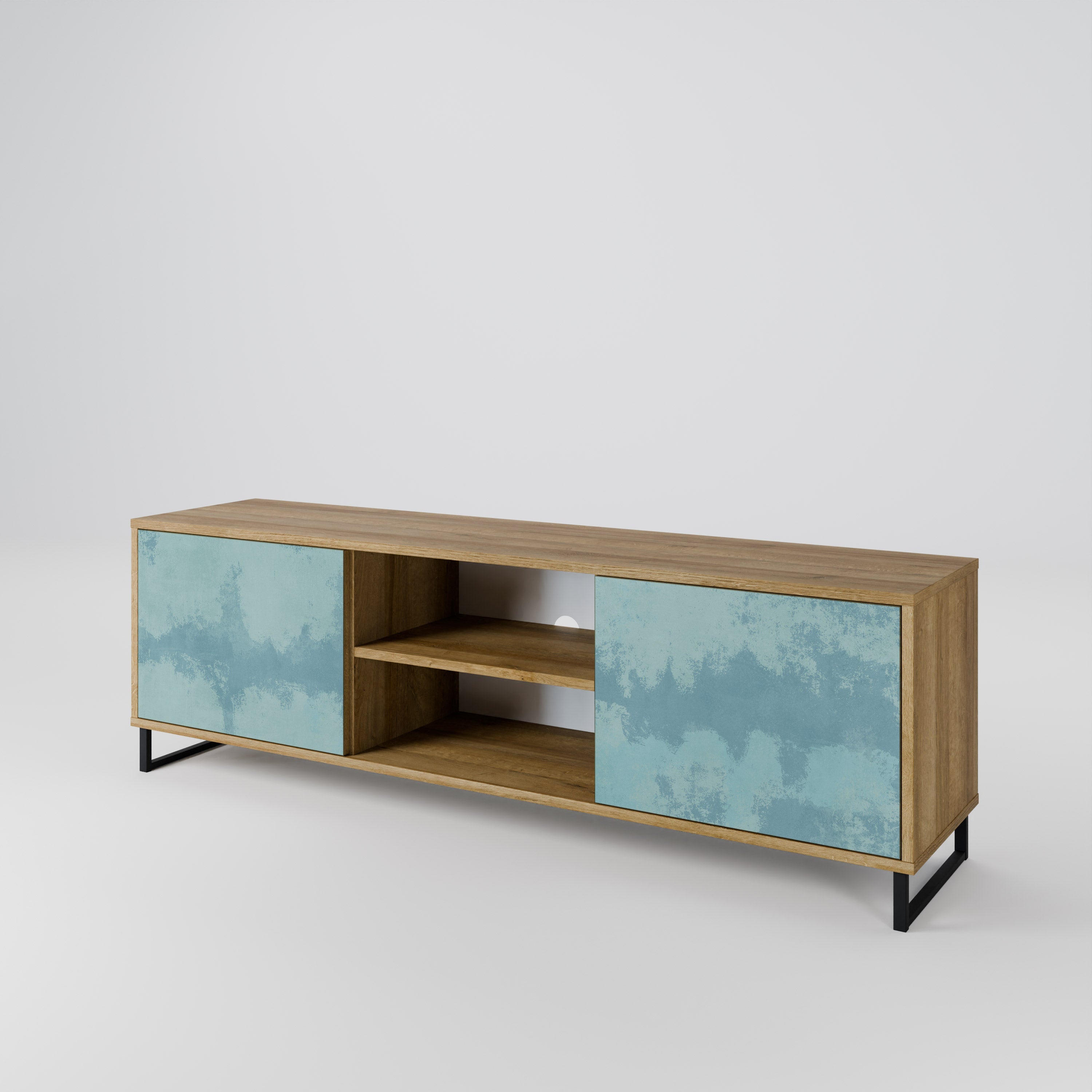 SKY WASH 2-Door TV Stand in Oak Effect