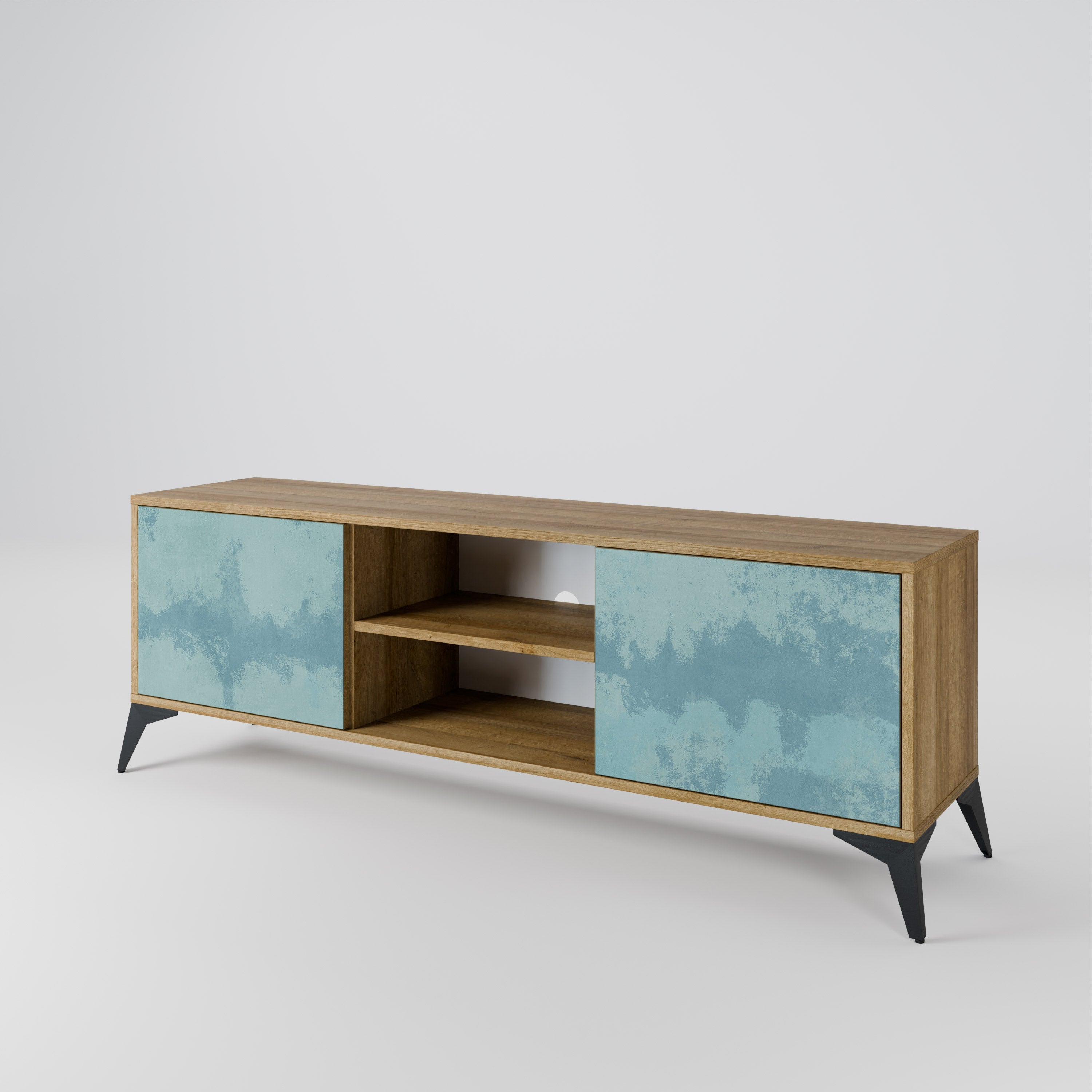 SKY WASH 2-Door TV Stand in Oak Effect