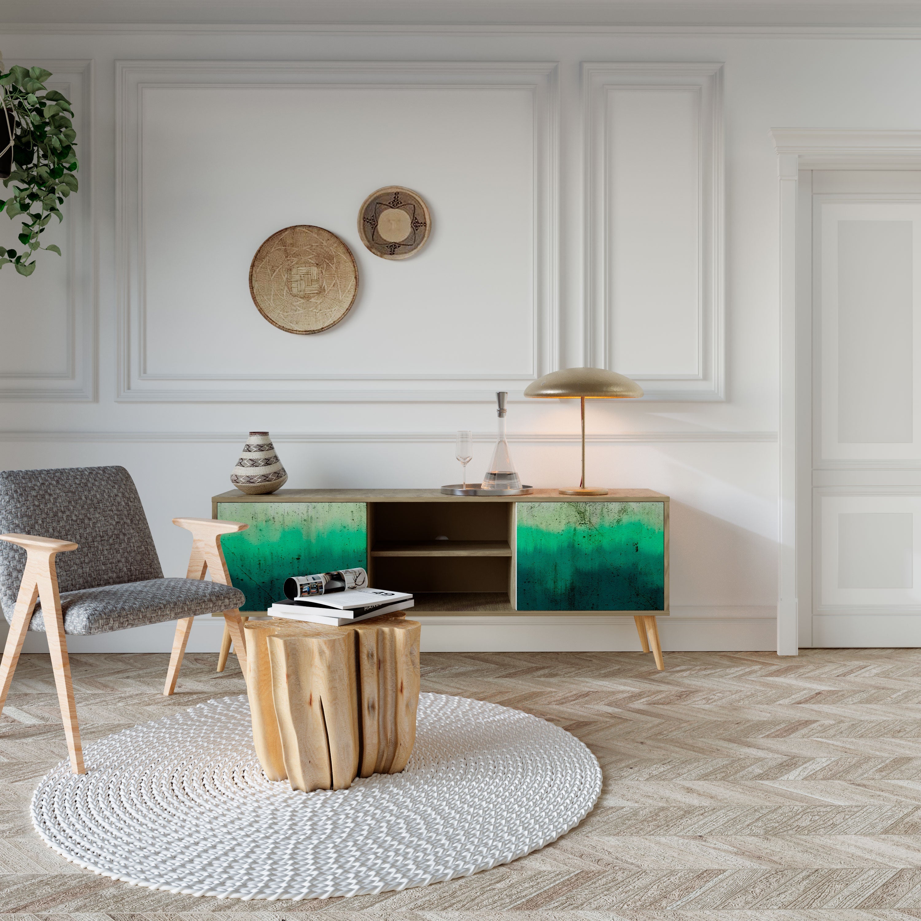 NORTHERN LIGHTS Móvel de TV com 2 Portas em Efeito Carvalho