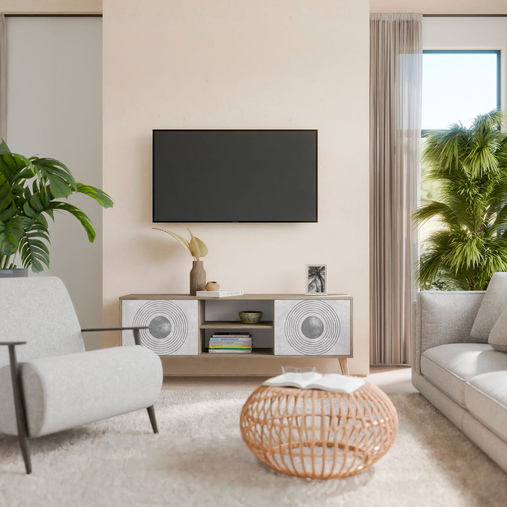 SOLID CIRCLES Móvel de TV com 2 Portas em Efeito Carvalho