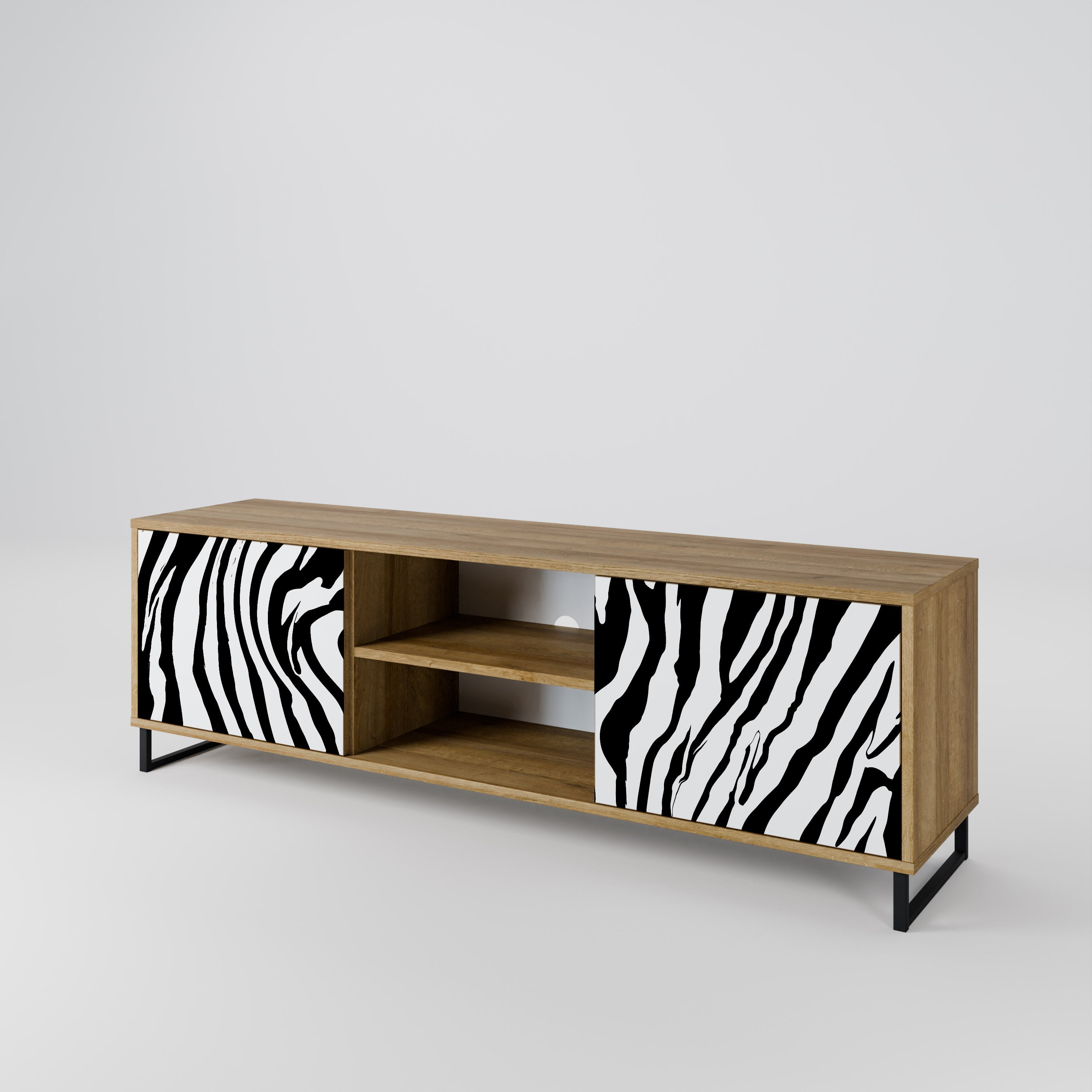 SPLENDID ZEBRA Móvel de TV com 2 Portas em Efeito Carvalho