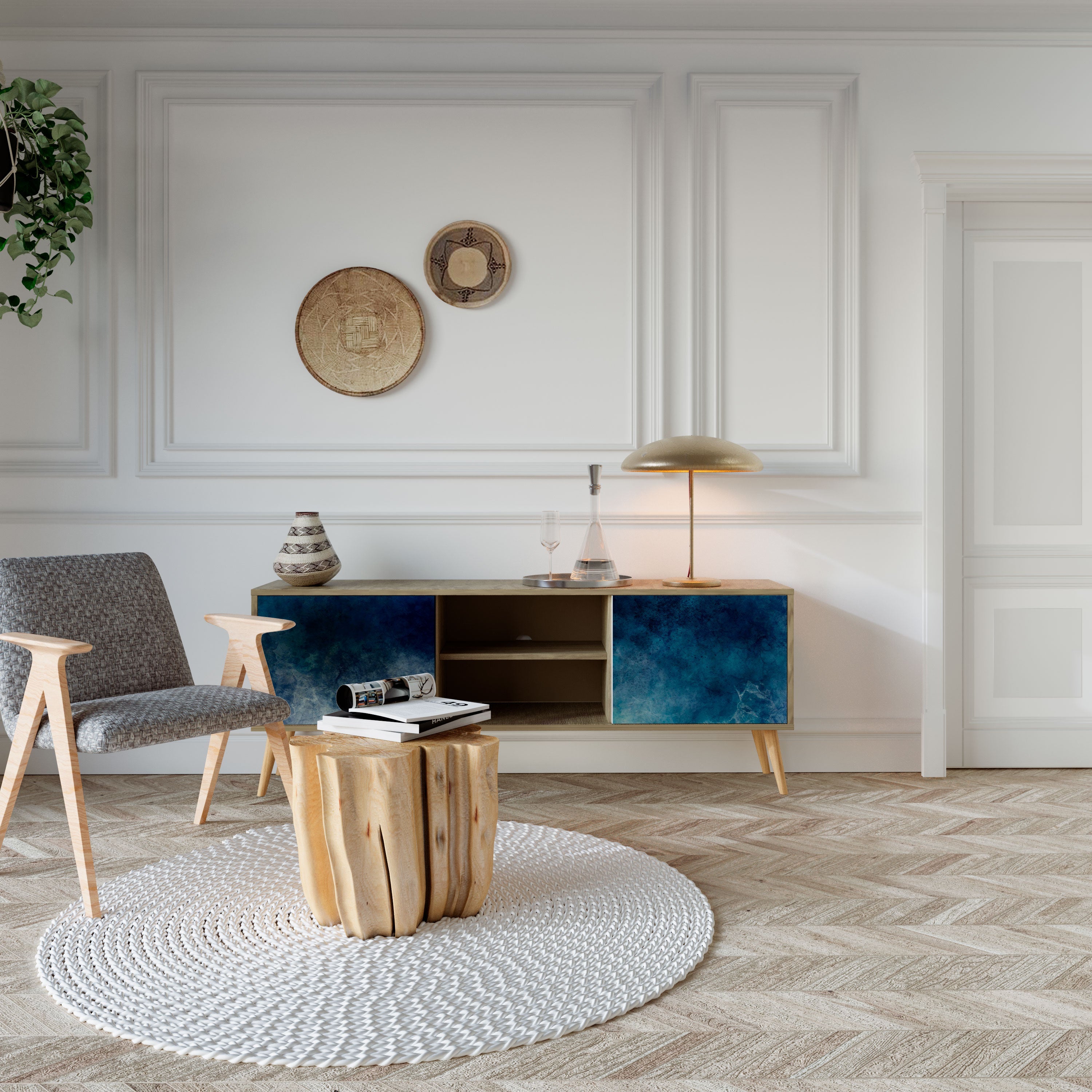 CELESTIAL FALL Móvel de TV com 2 Portas em Efeito Carvalho