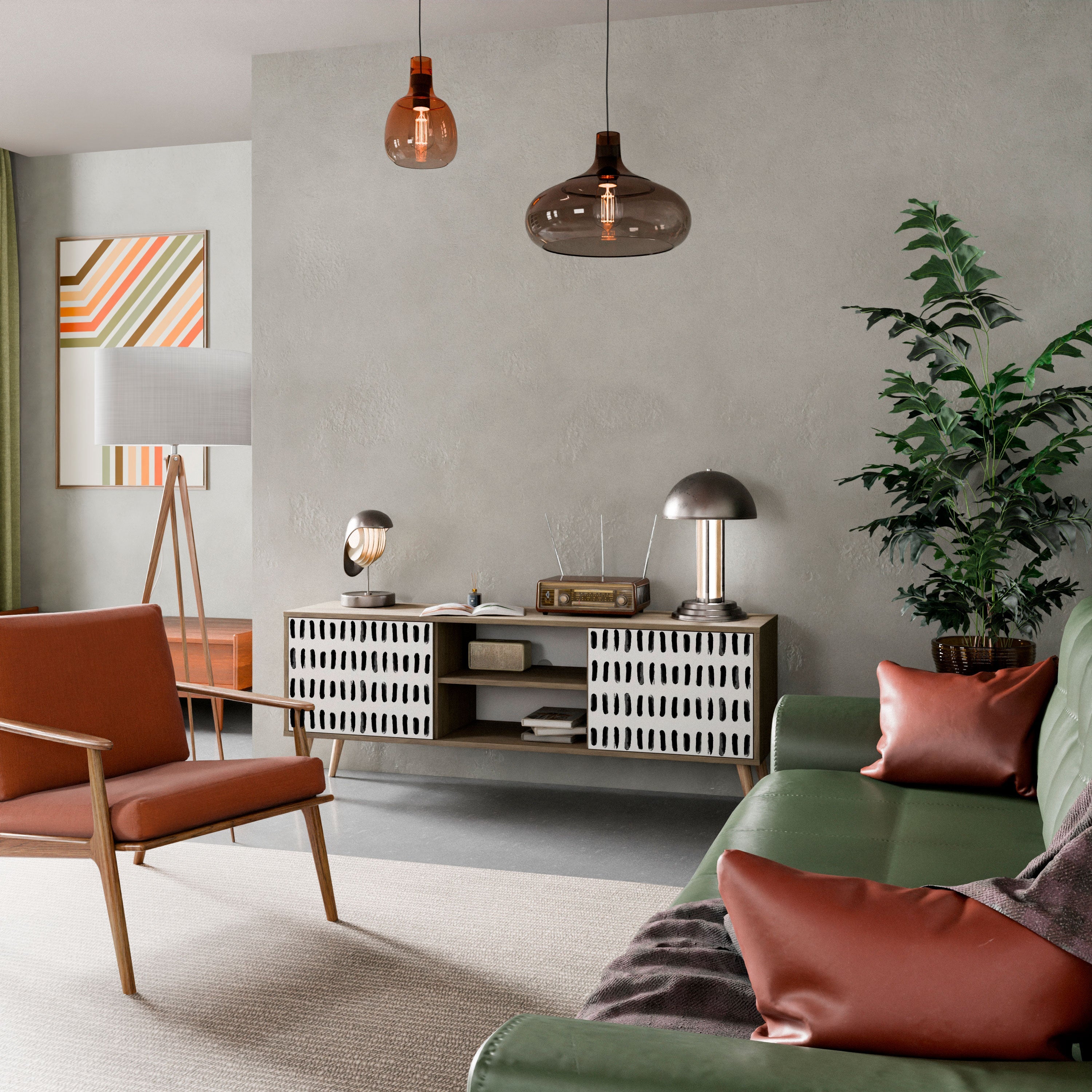 NIGHTY MELODIES 2-Door TV Stand in Oak Effect