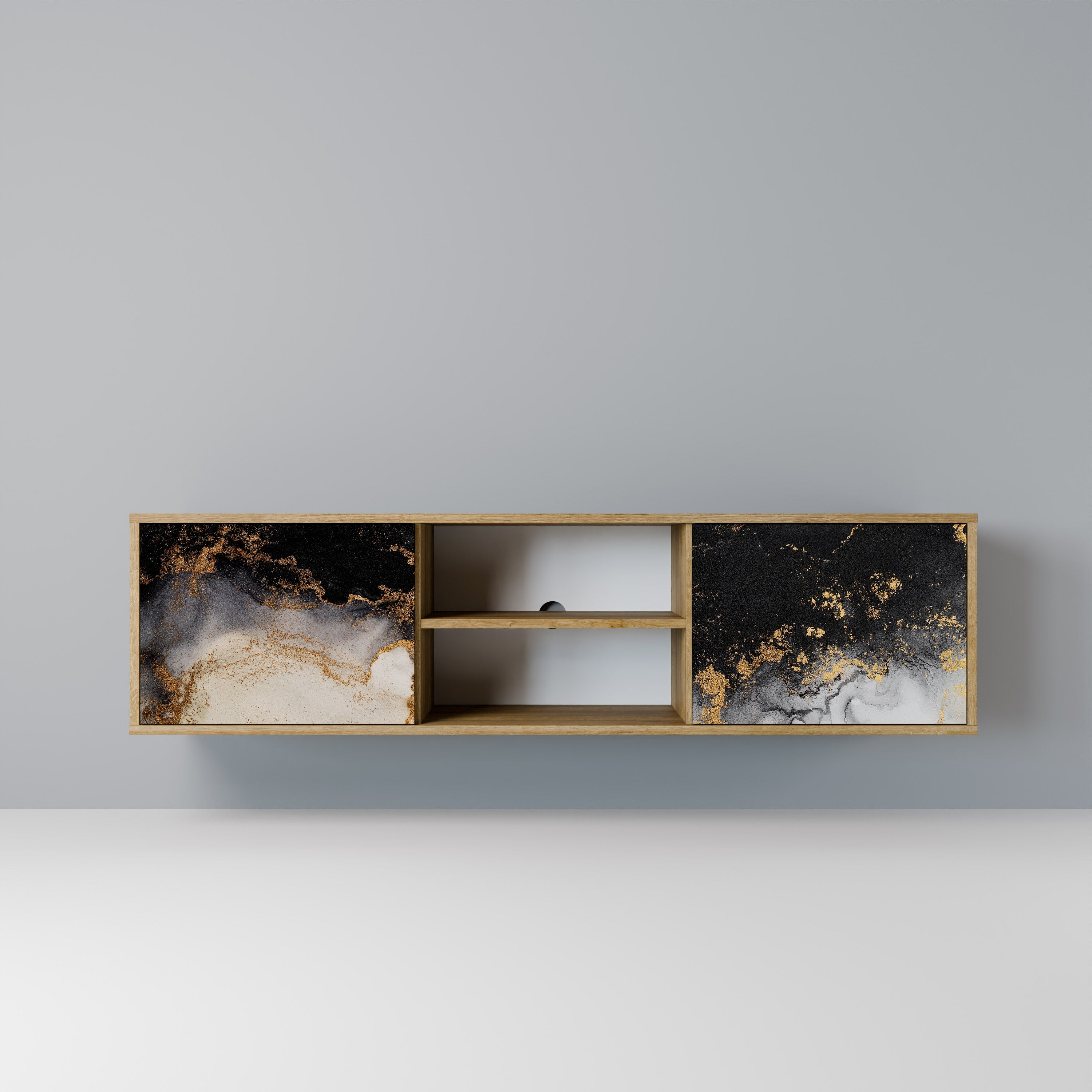 MARBLE OF TOMMORROW Móvel de TV com 2 Portas em Efeito Carvalho