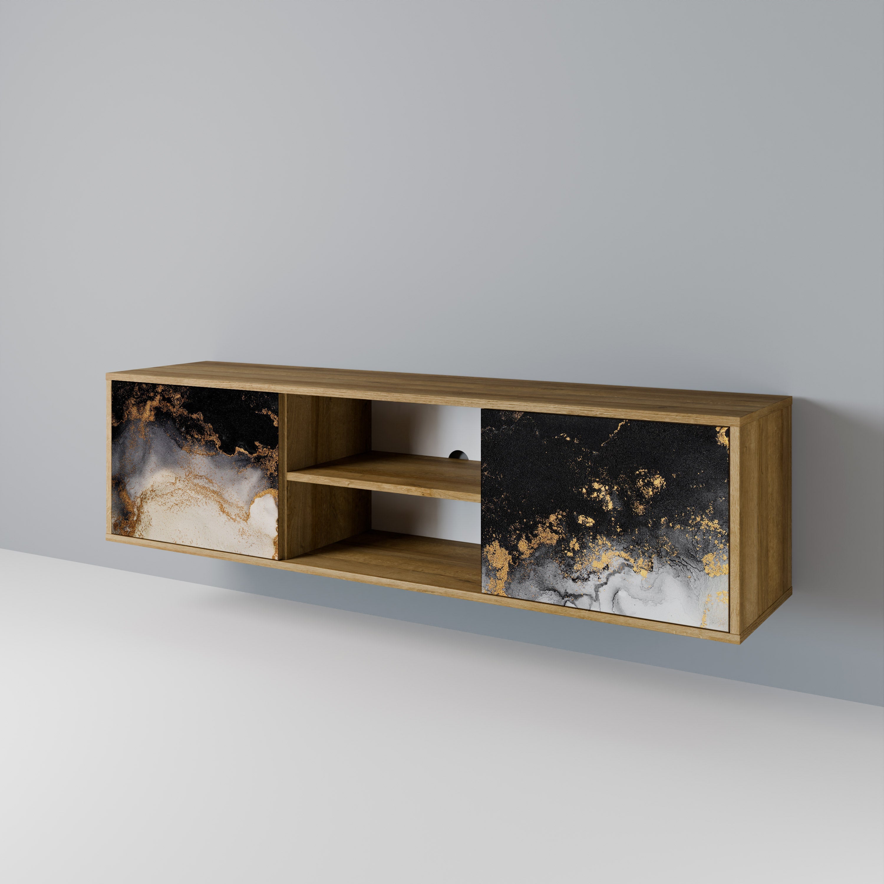 MARBLE OF TOMMORROW Móvel de TV com 2 Portas em Efeito Carvalho