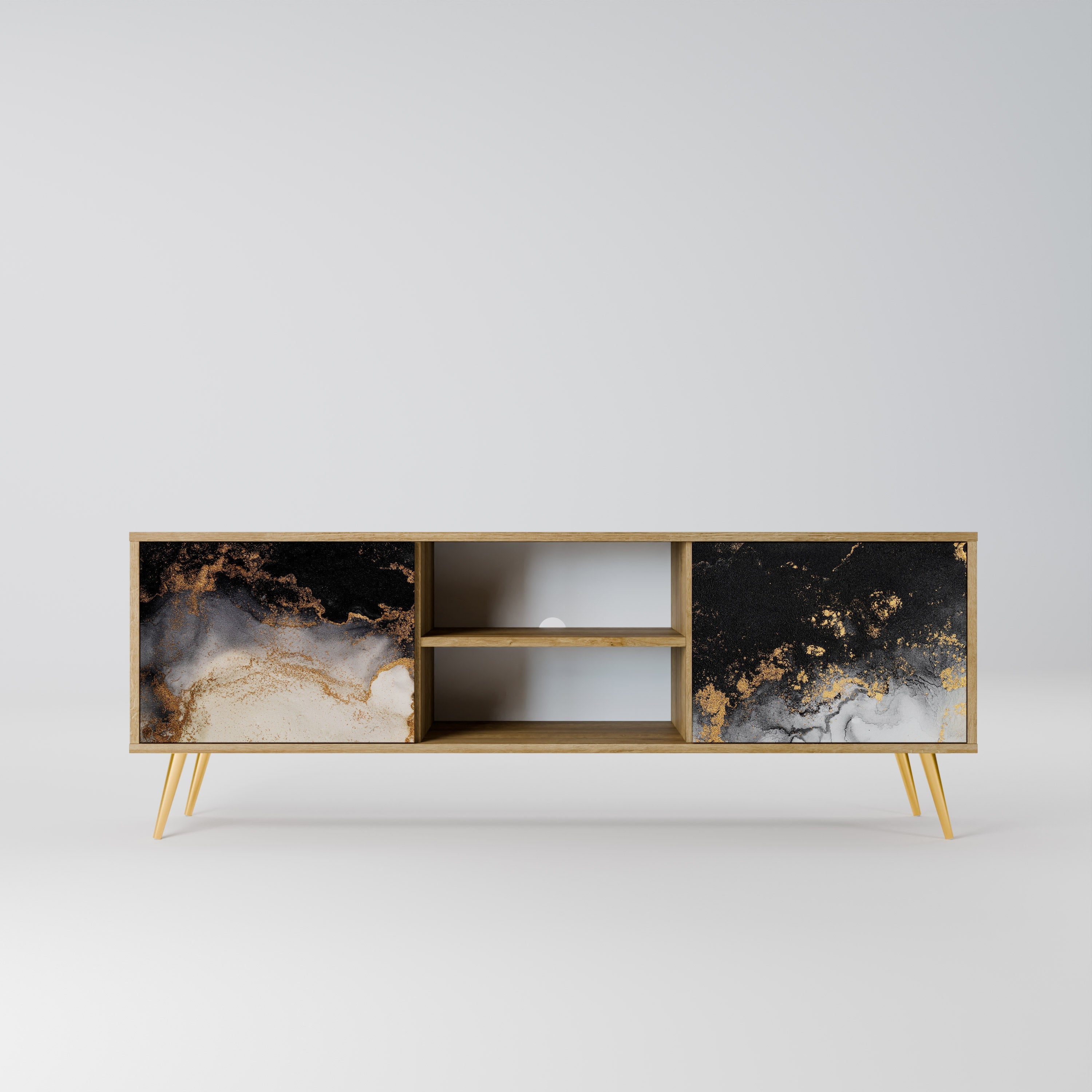 MARBLE OF TOMMORROW Móvel de TV com 2 Portas em Efeito Carvalho