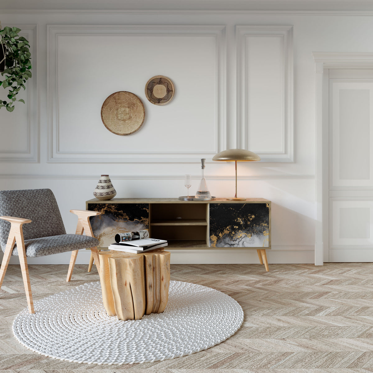 MARBLE OF TOMMORROW Móvel de TV de 2 Portas