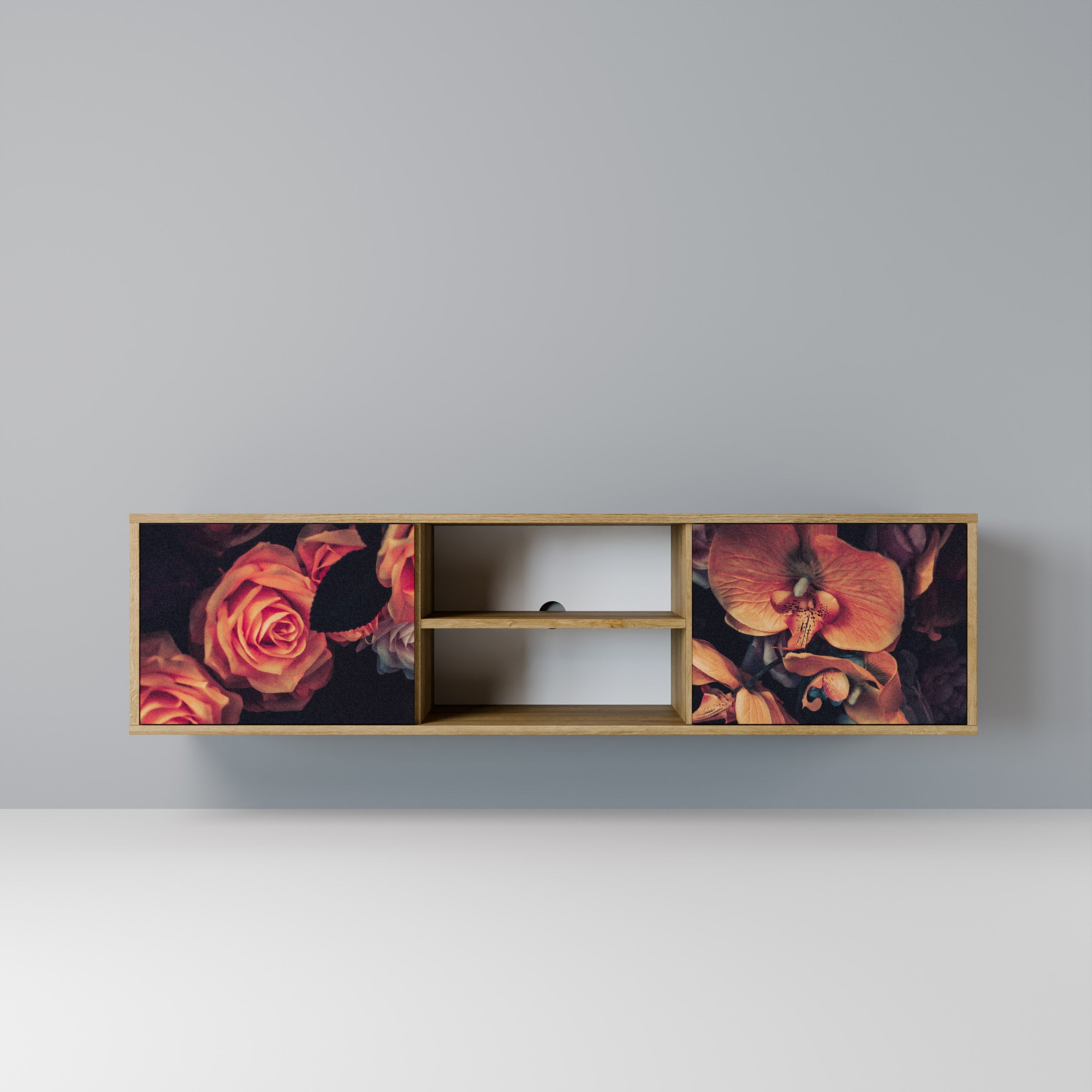 NEVERENDING BLOOM Móvel de TV com 2 Portas em Efeito Carvalho