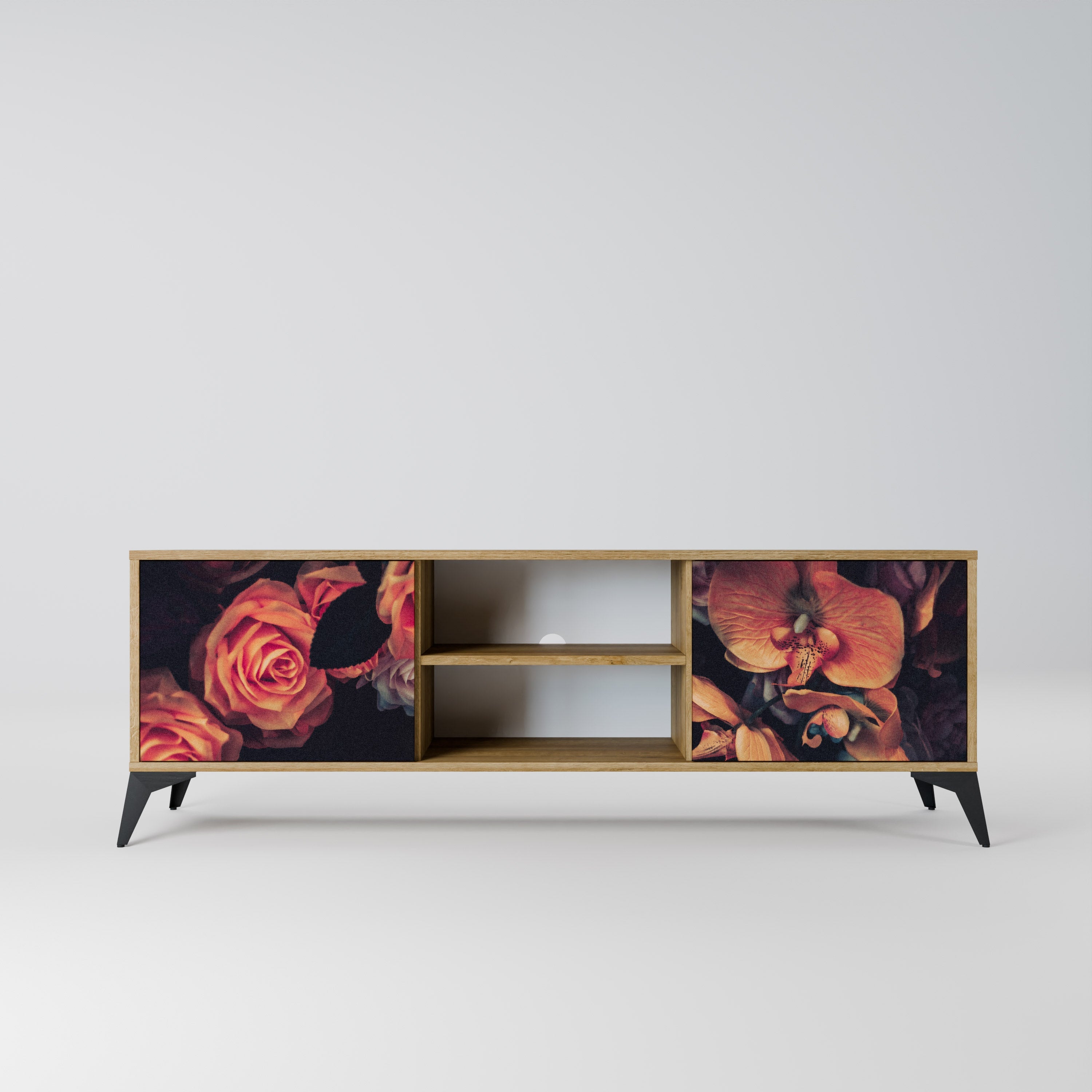 NEVERENDING BLOOM Móvel de TV com 2 Portas em Efeito Carvalho