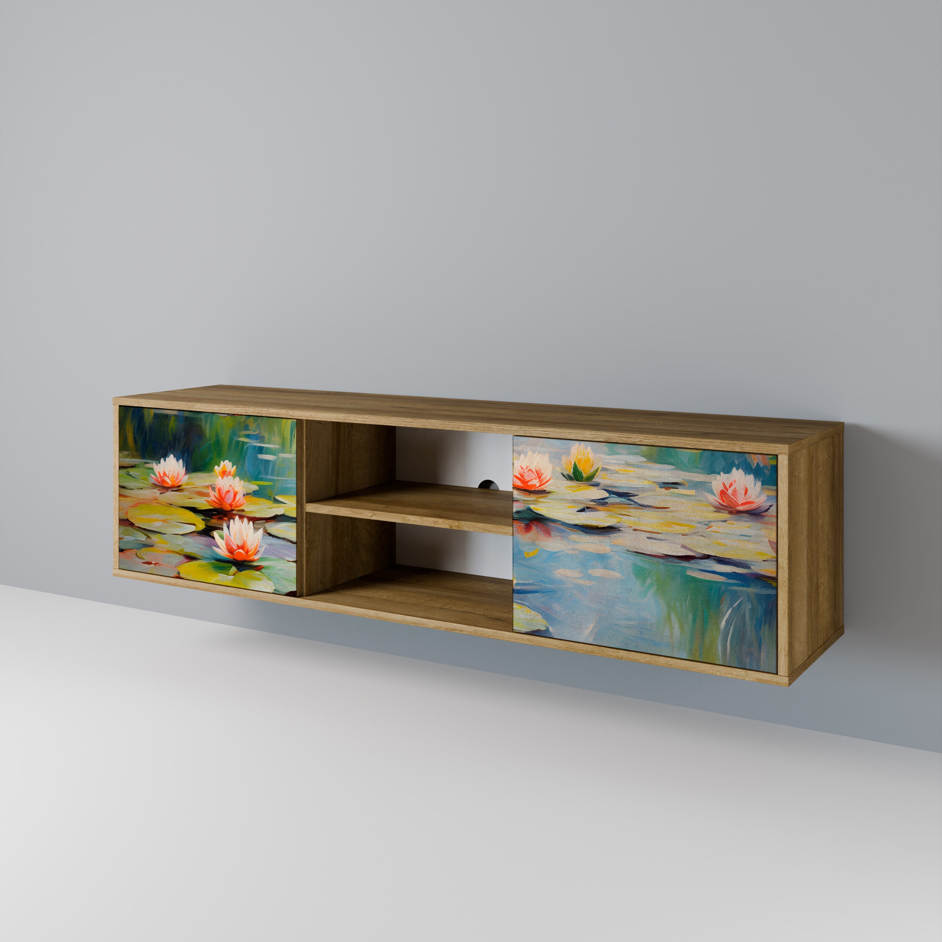 BLOOMING WATERS Móvel de TV com 2 Portas em Efeito Carvalho