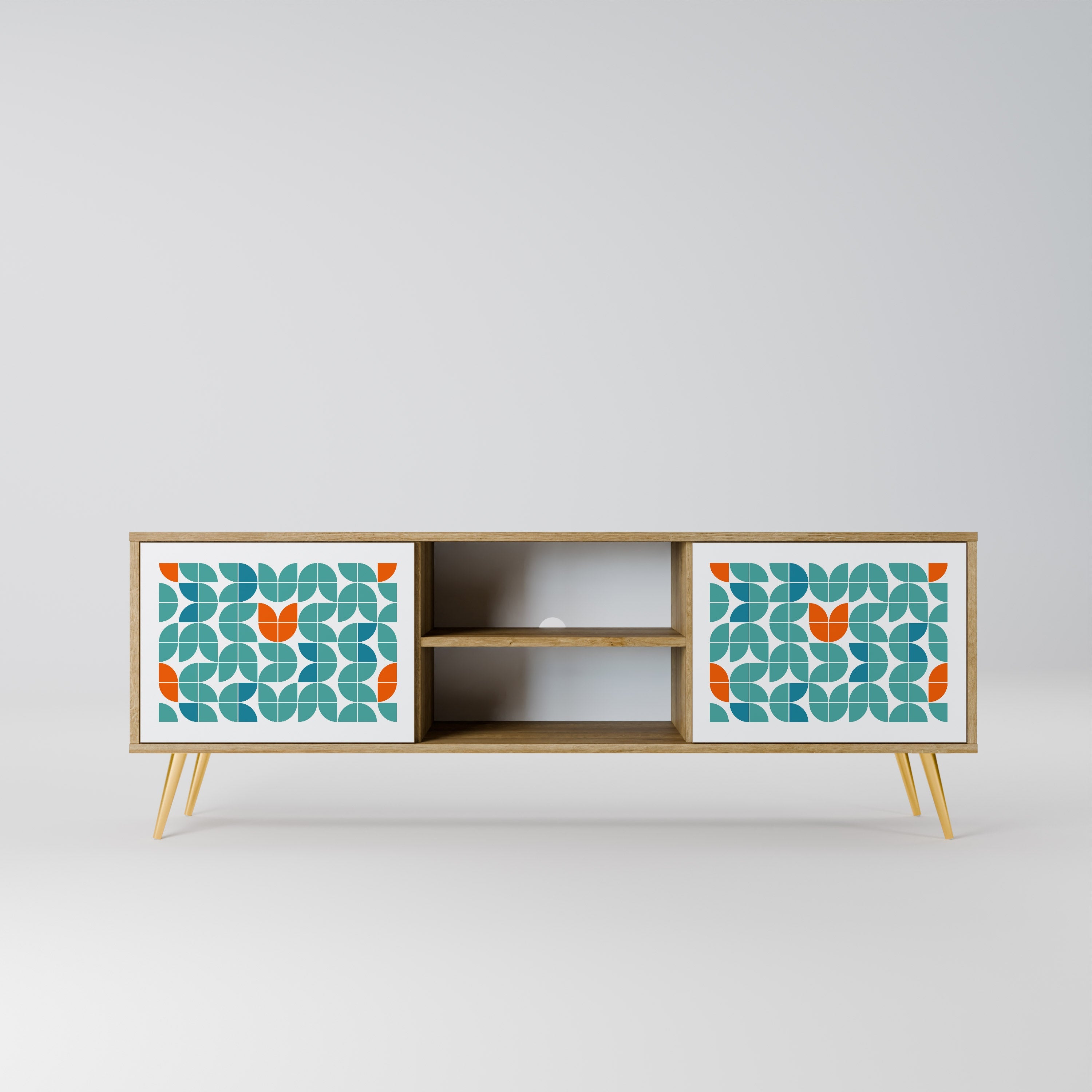 BE THE CHANGE Móvel de TV com 2 Portas em Efeito Carvalho