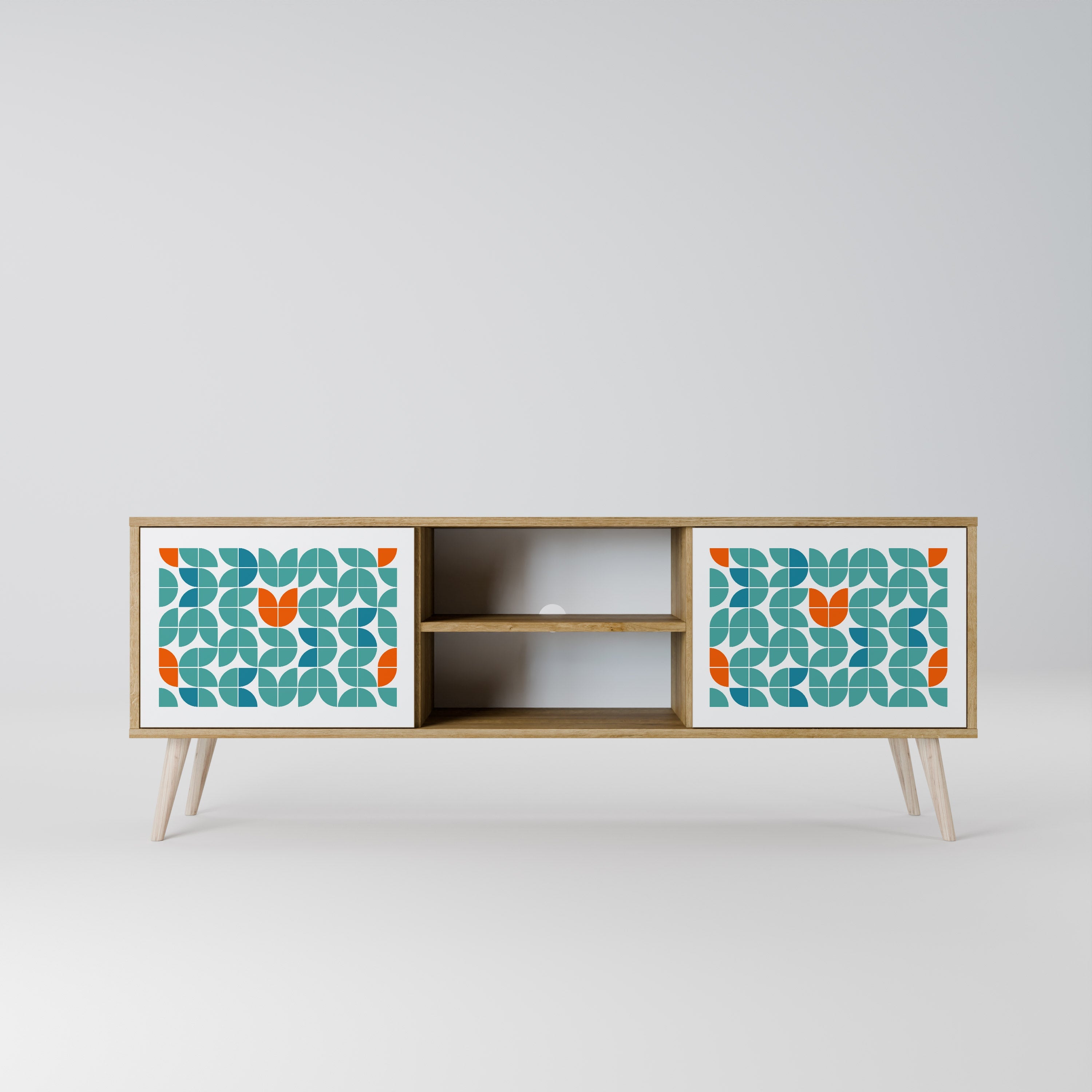 BE THE CHANGE Móvel de TV com 2 Portas em Efeito Carvalho