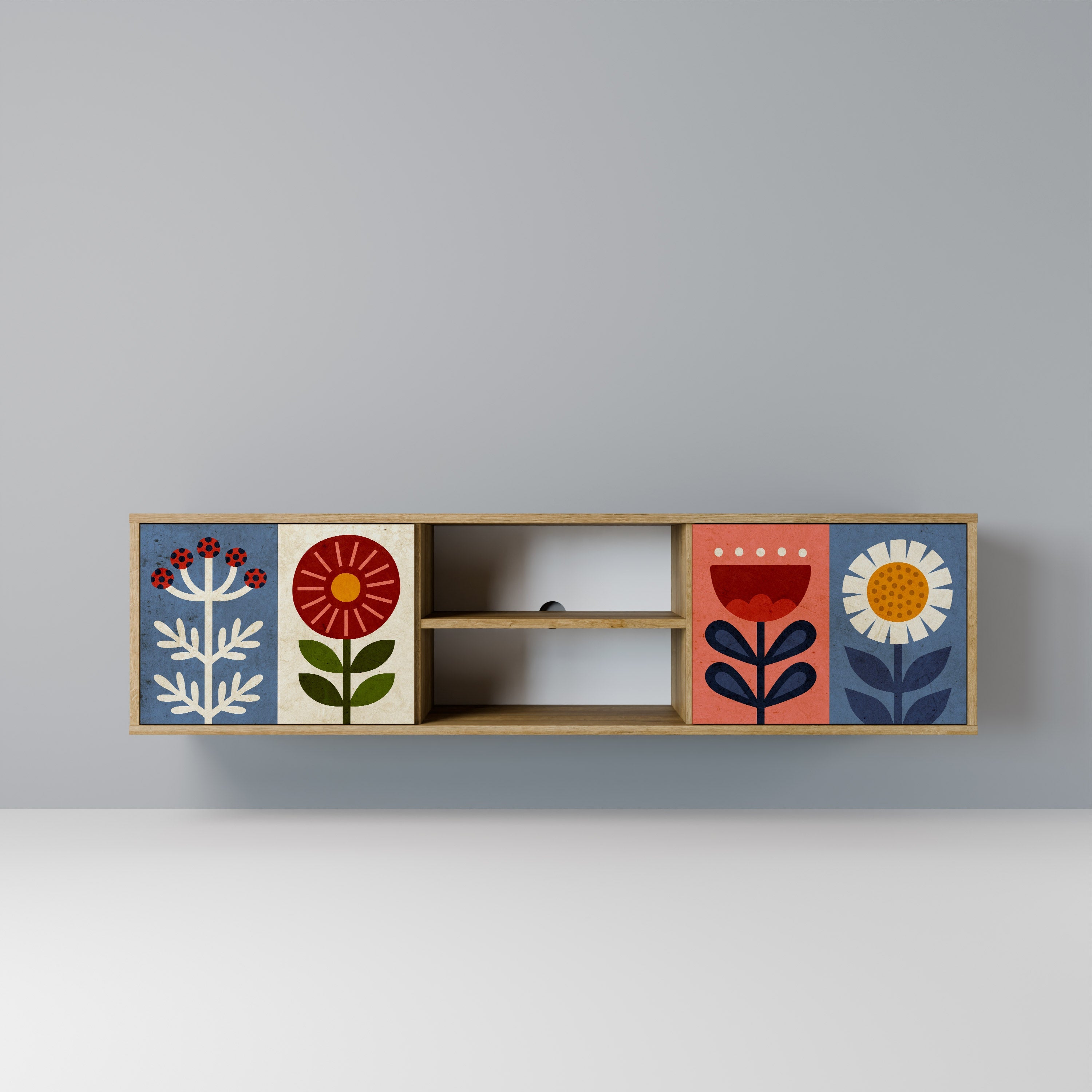 SCANDIC FLOWERET Móvel de TV com 2 Portas em Efeito Carvalho