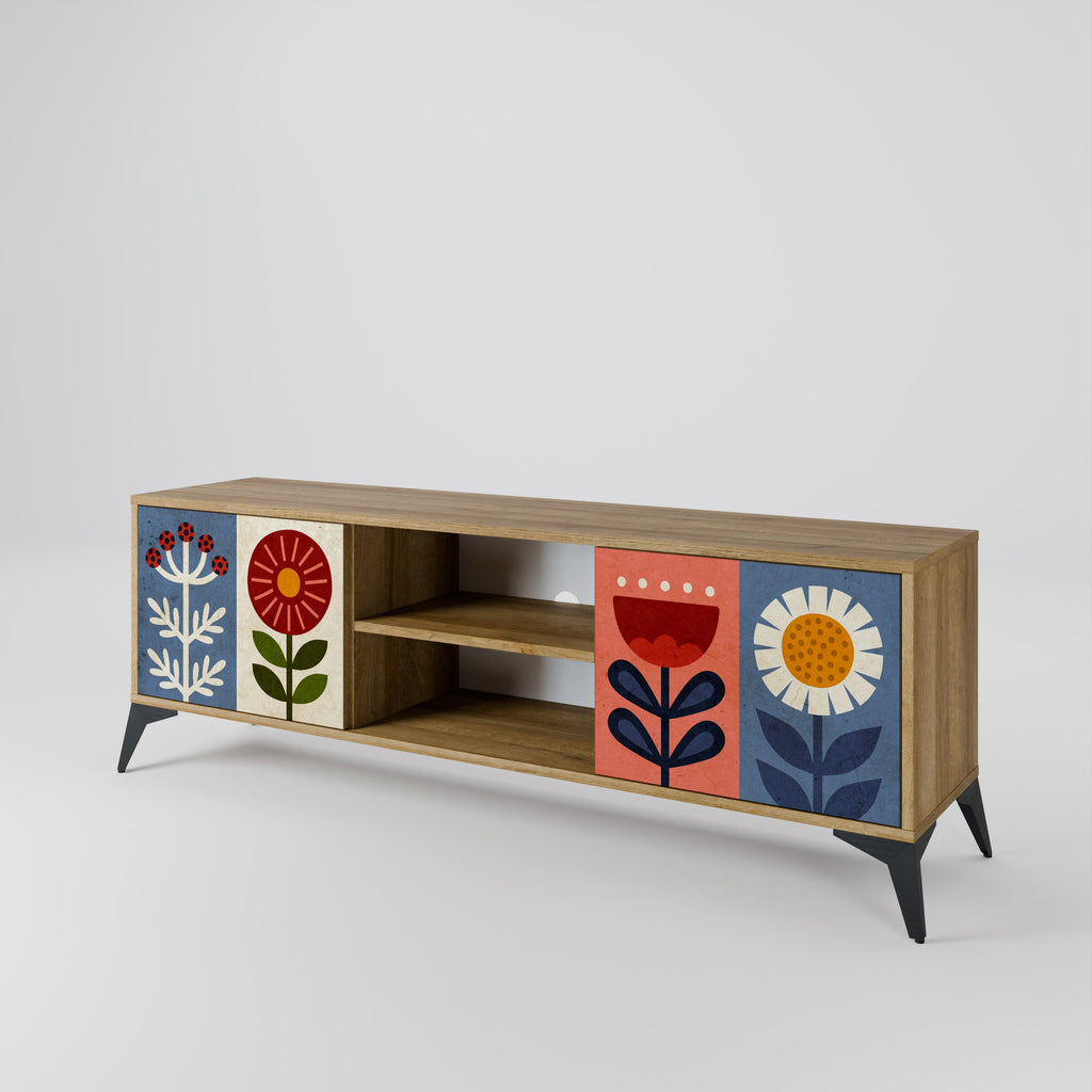 SCANDIC FLOWERET Móvel de TV com 2 Portas em Efeito Carvalho