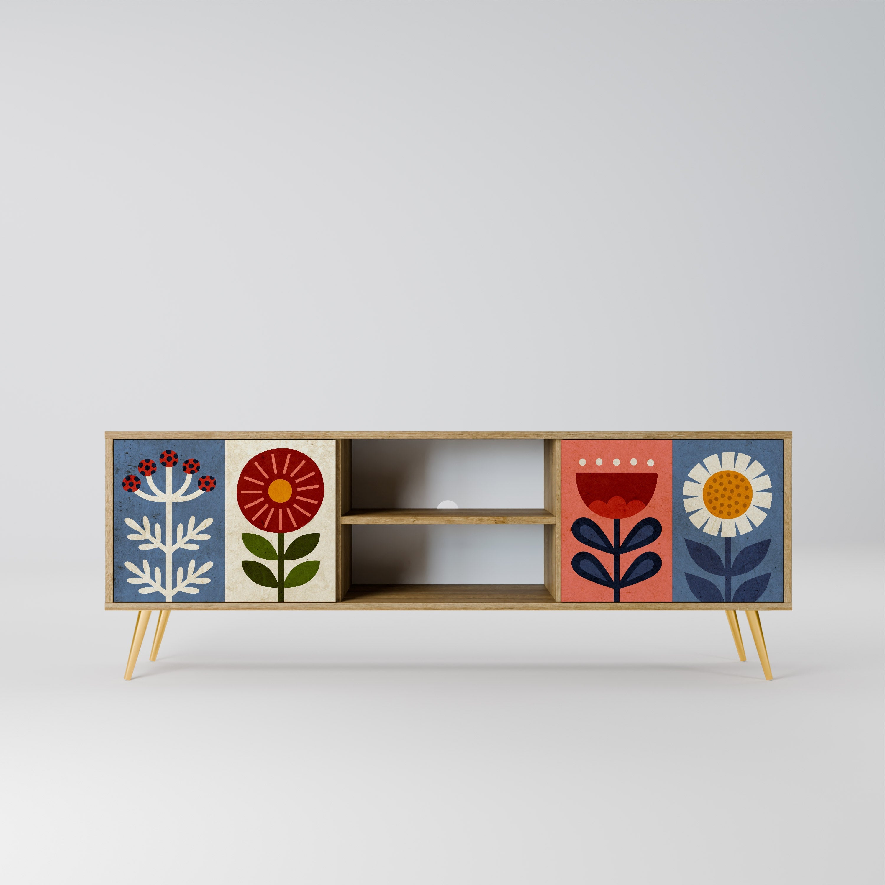 SCANDIC FLOWERET Móvel de TV com 2 Portas em Efeito Carvalho