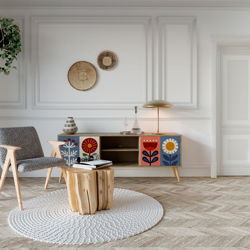 SCANDIC FLOWERET Móvel de TV com 2 Portas em Efeito Carvalho